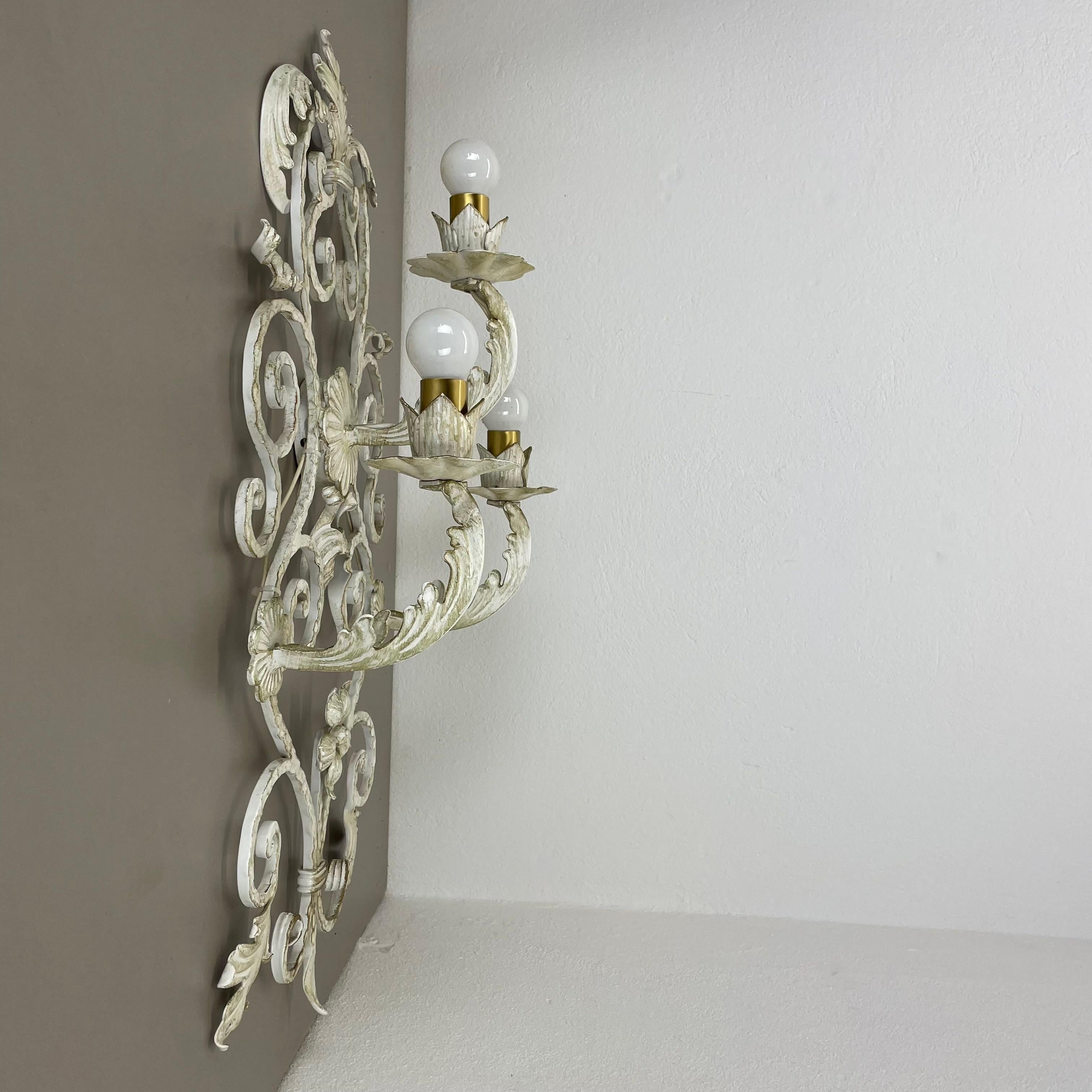1 de 3 xxl 73cm blanco Metal Florentiner Teatro pared Light, Italia, 1970s Italiano en venta