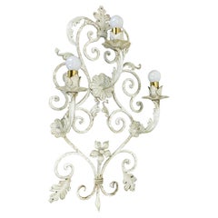 1 of 3 xxl 73cm white Metal Florentiner Theatre wall Light, Italy, 1970s
