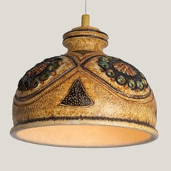 1 of 3 Yellow Ceramic Pendant Lights, Denmark, 1970