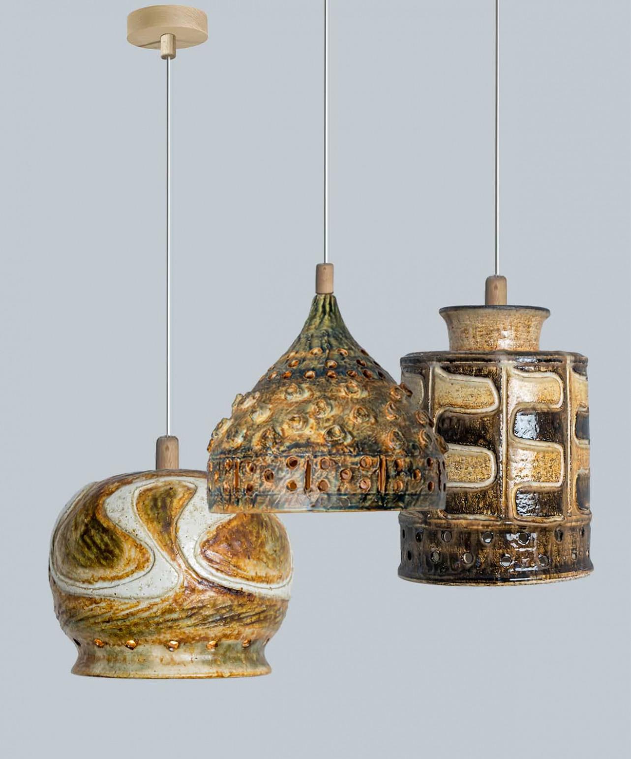 1 de 3 Lights en céramique jaune, blanc, vert et Brown, Danemark, 1970 en vente 5