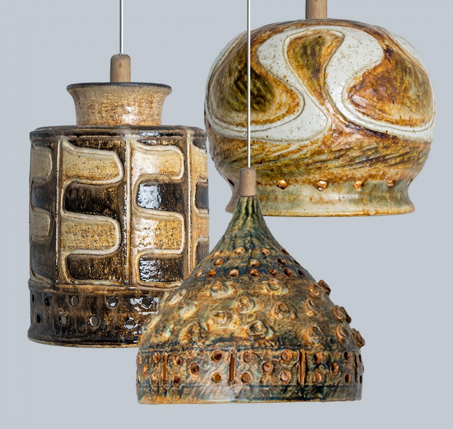 1 de 3 Lights en céramique jaune, blanc, vert et Brown, Danemark, 1970 en vente 7