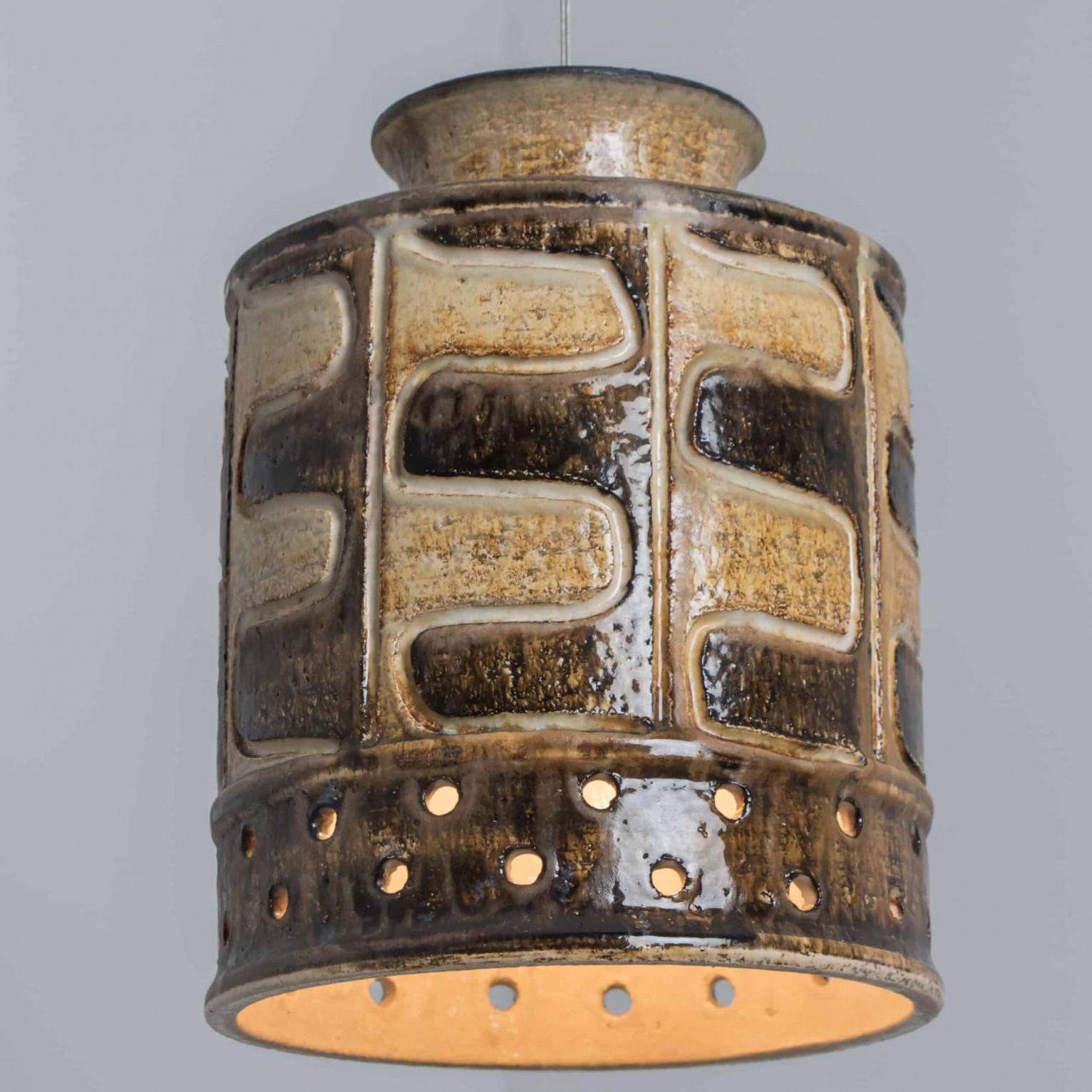 1 de 3 Lights en céramique jaune, blanc, vert et Brown, Danemark, 1970 en vente 12