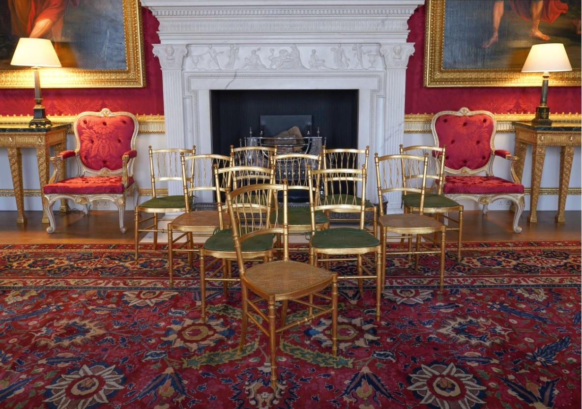 We are delighted to offer for sale 1 of 30 stunning circa 1900 French Giltwood Bergère banquet chairs from Spencer House which was built for the Spencer family between 1756-1766 for John, the first Earl Spencer, currently resides Charles Spencer the