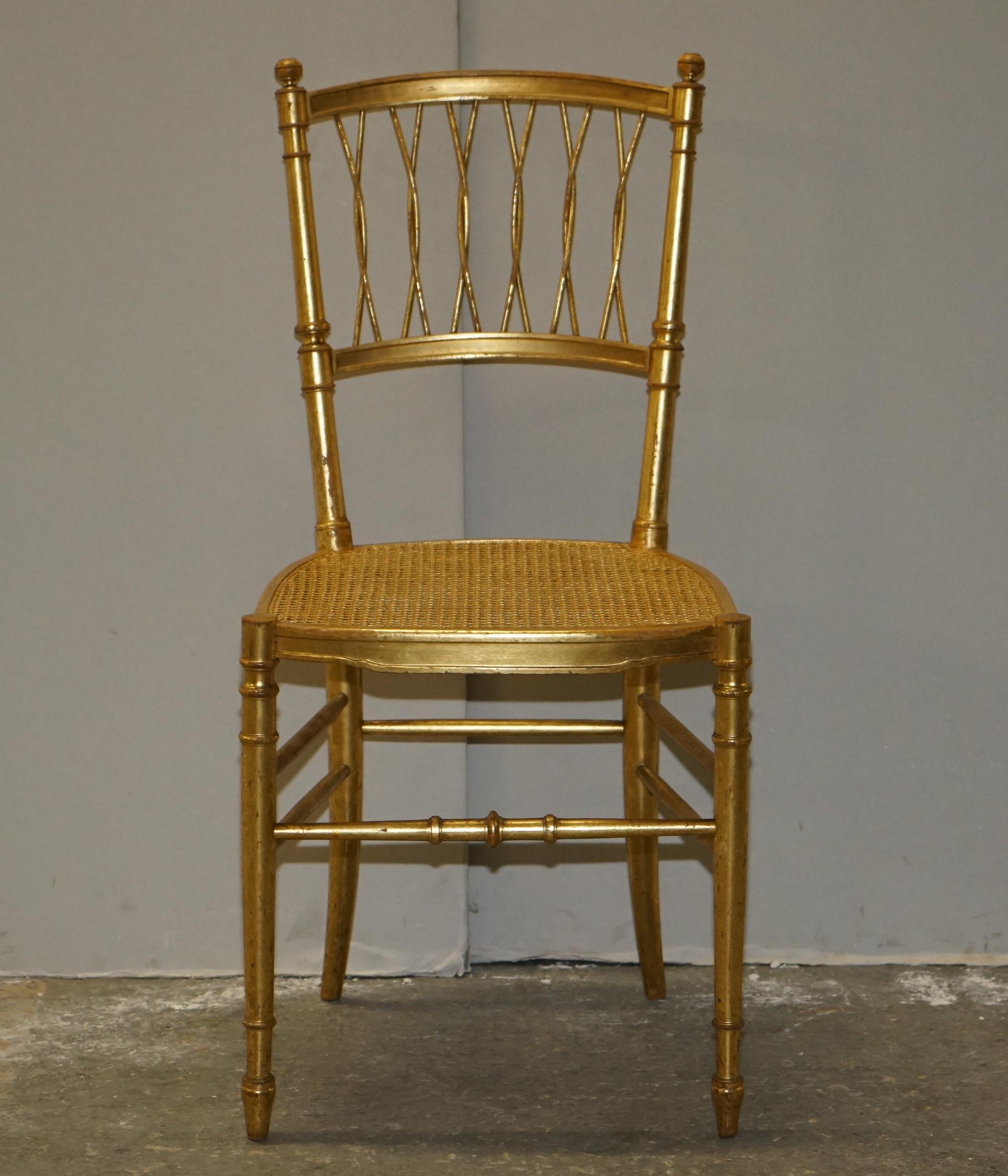 Edwardian 1 of 30 Antique Lady Diana's Family Spencer House Giltwood Bergere Banque Chairs For Sale