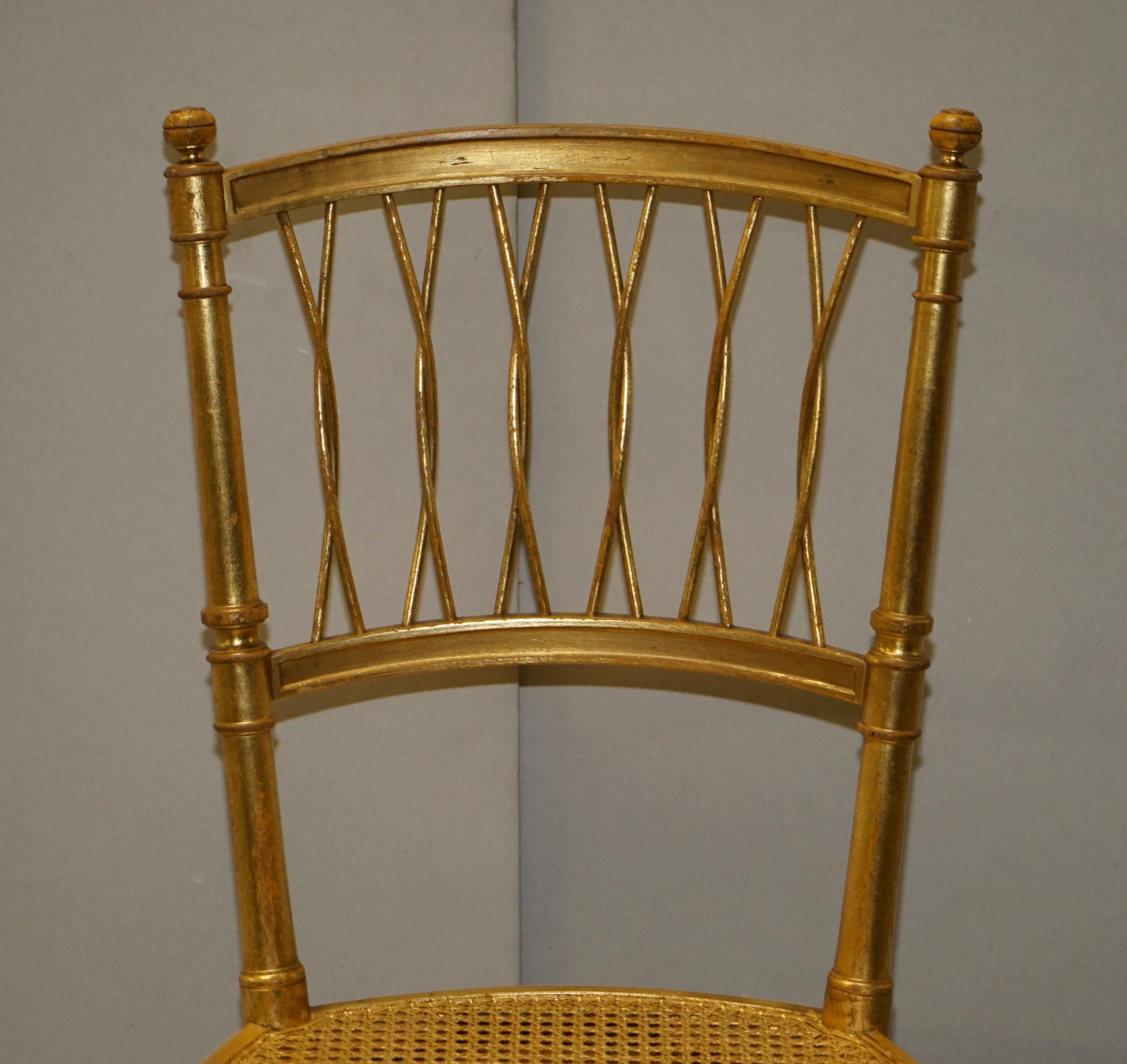 French 1 of 30 Antique Lady Diana's Family Spencer House Giltwood Bergere Banque Chairs For Sale