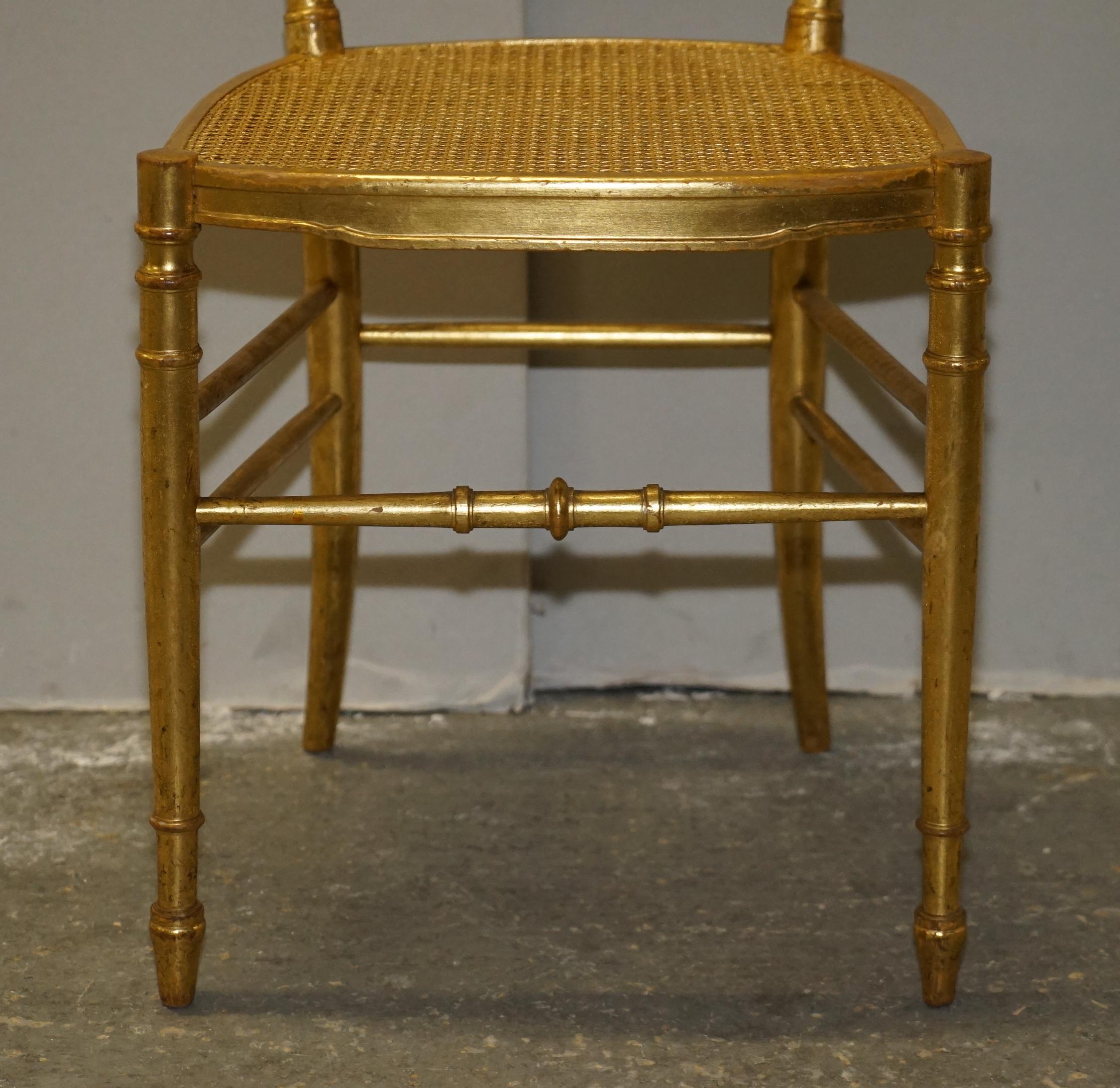Hand-Crafted 1 of 30 Antique Lady Diana's Family Spencer House Giltwood Bergere Banque Chairs For Sale