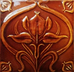 1 of 300 Art Nouveau Relief Tiles, Morialmé, circa 1930's