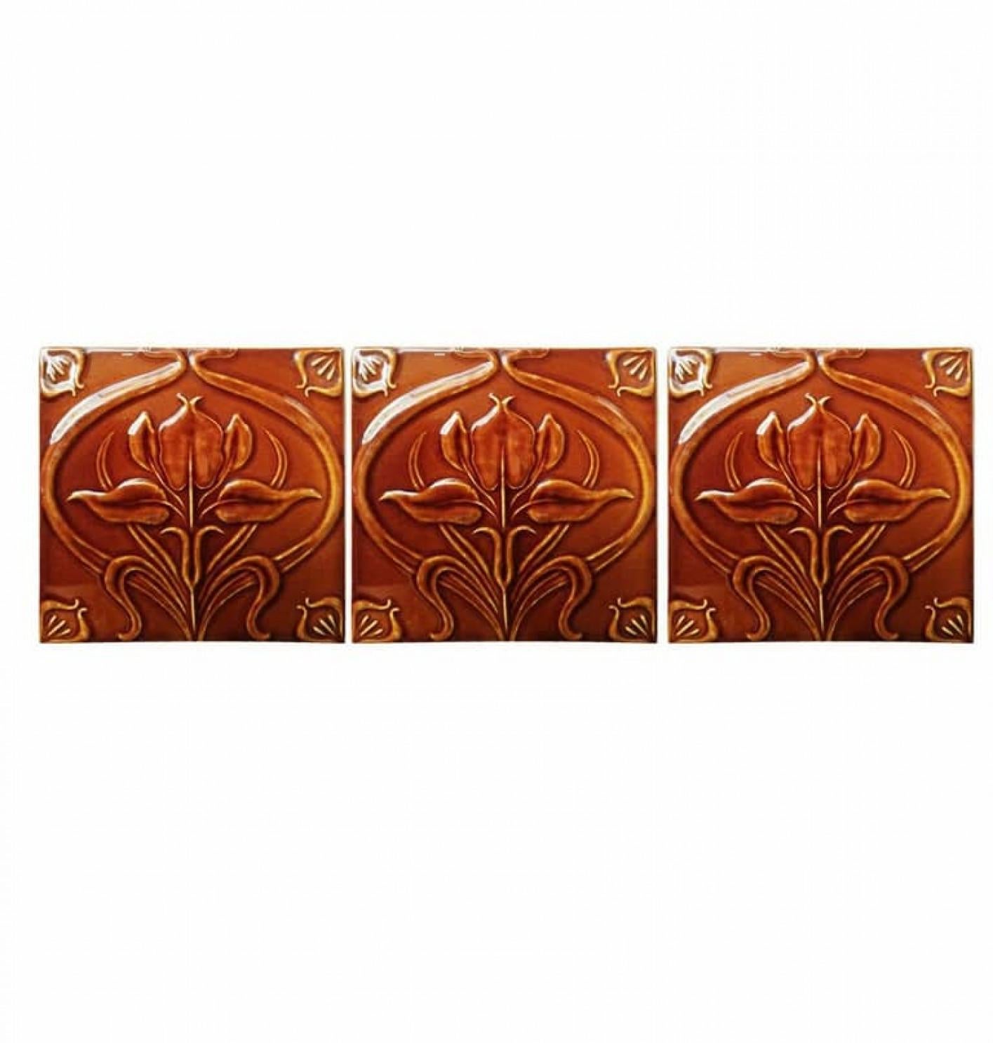 1 of 300 Art Nouveau Relief Tiles, Morialmé, circa 1930's In Good Condition For Sale In Rijssen, NL