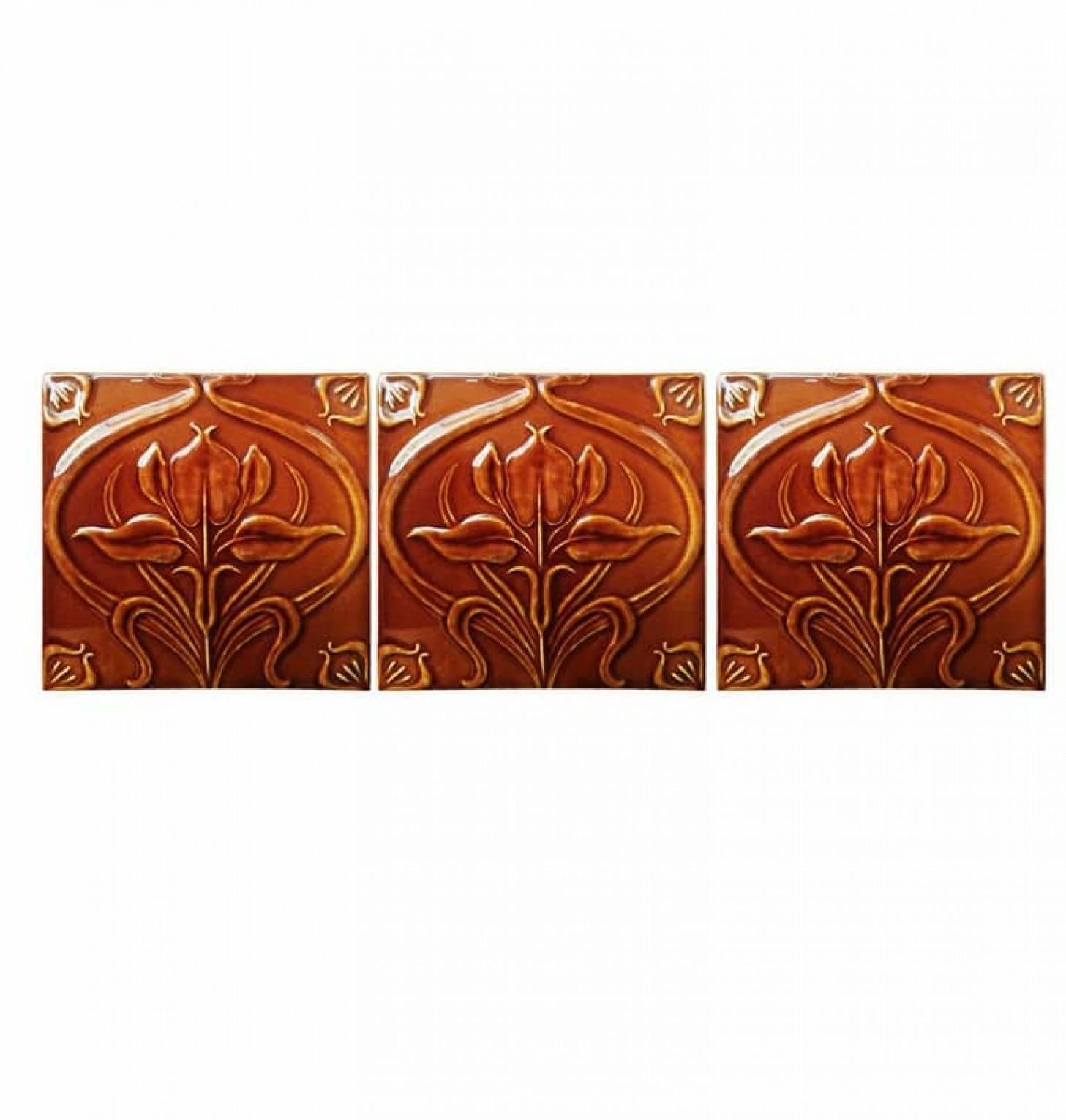 1 of 300 Art Nouveau Relief Tiles, Morialmé, circa 1930's In Good Condition For Sale In Rijssen, NL