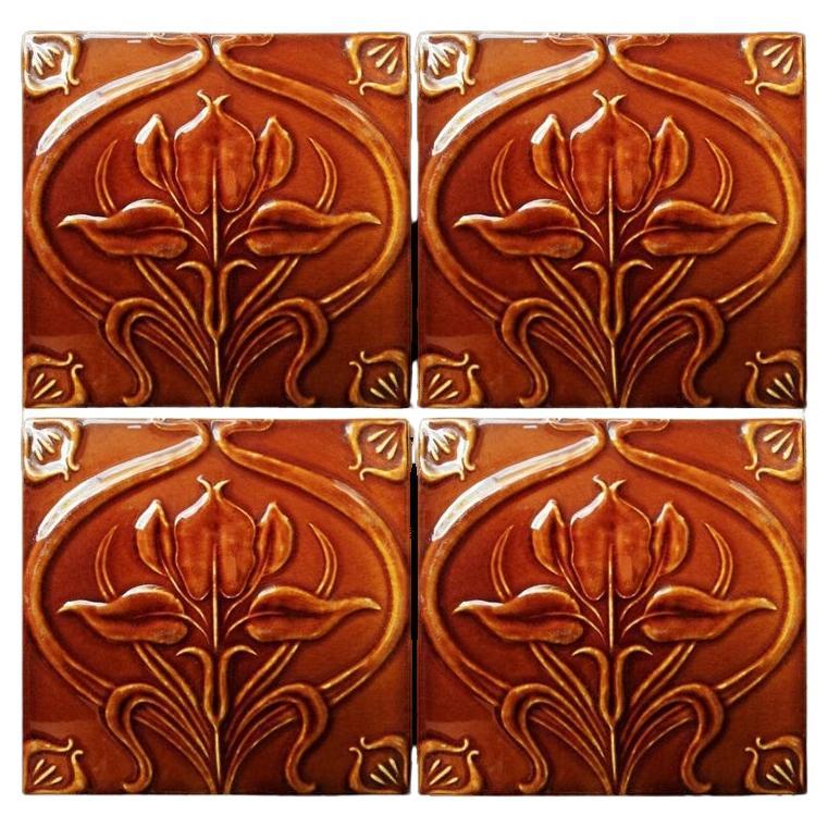 1 of 300 Art Nouveau Relief Tiles, Morialmé, circa 1930's