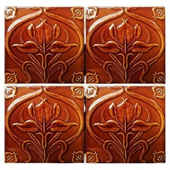 1 of 300 Art Nouveau Relief Tiles, Morialmé, circa 1930's