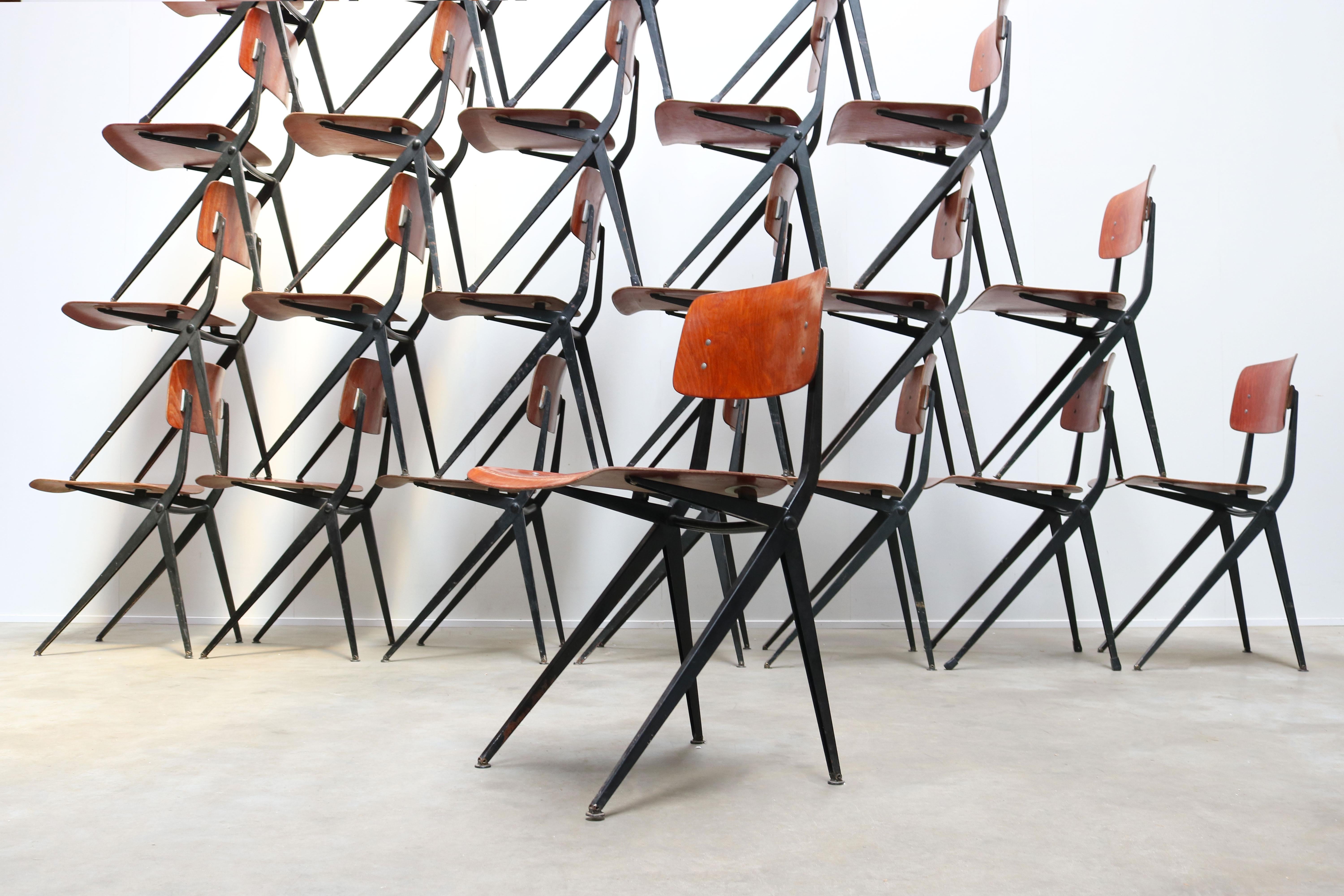 1 of 32 Dutch Marko Industrial Friso Kramer Design Dining Chairs Compass 1950 2