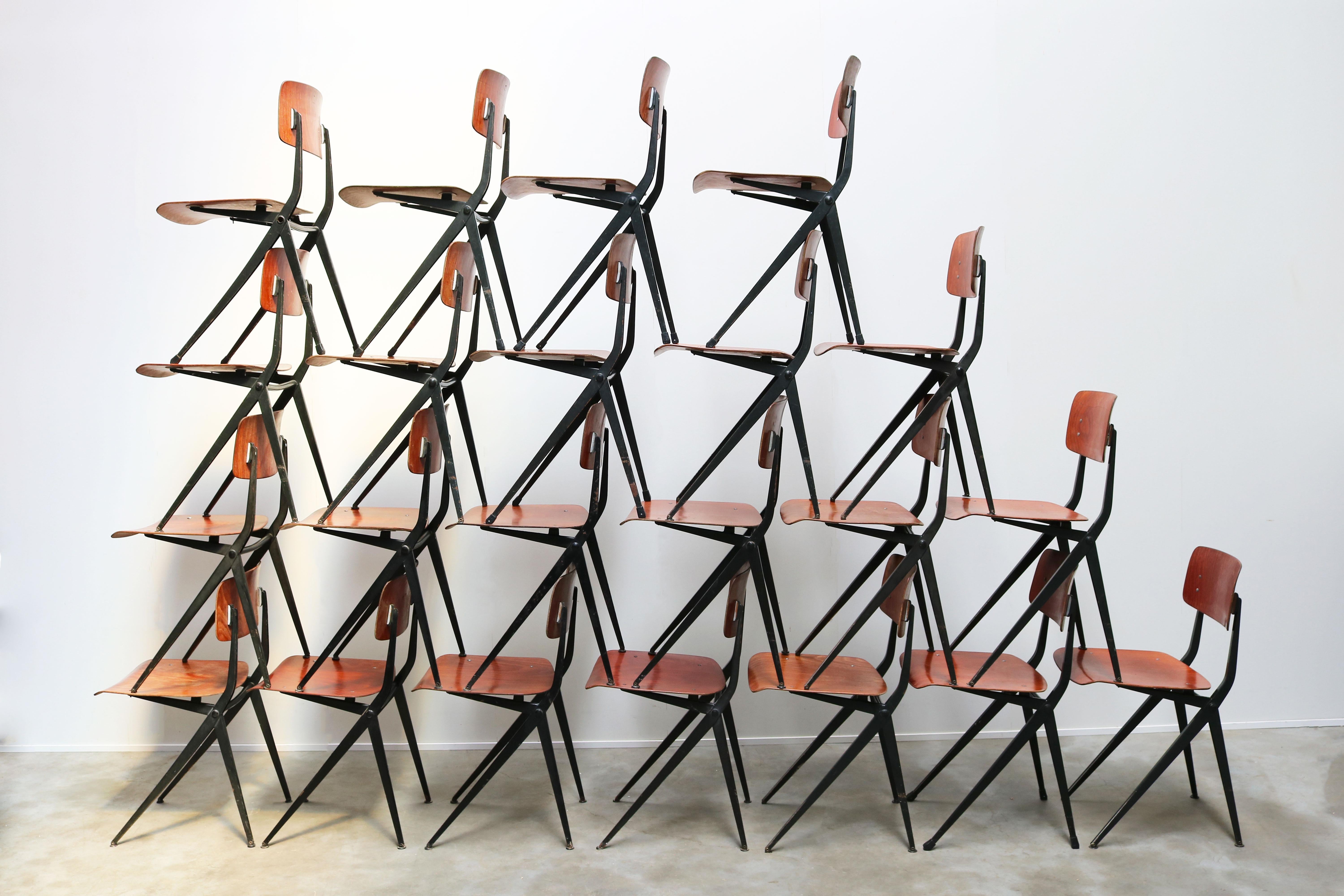 1 of 32 Dutch Marko Industrial Friso Kramer Design Dining Chairs Compass 1950 3
