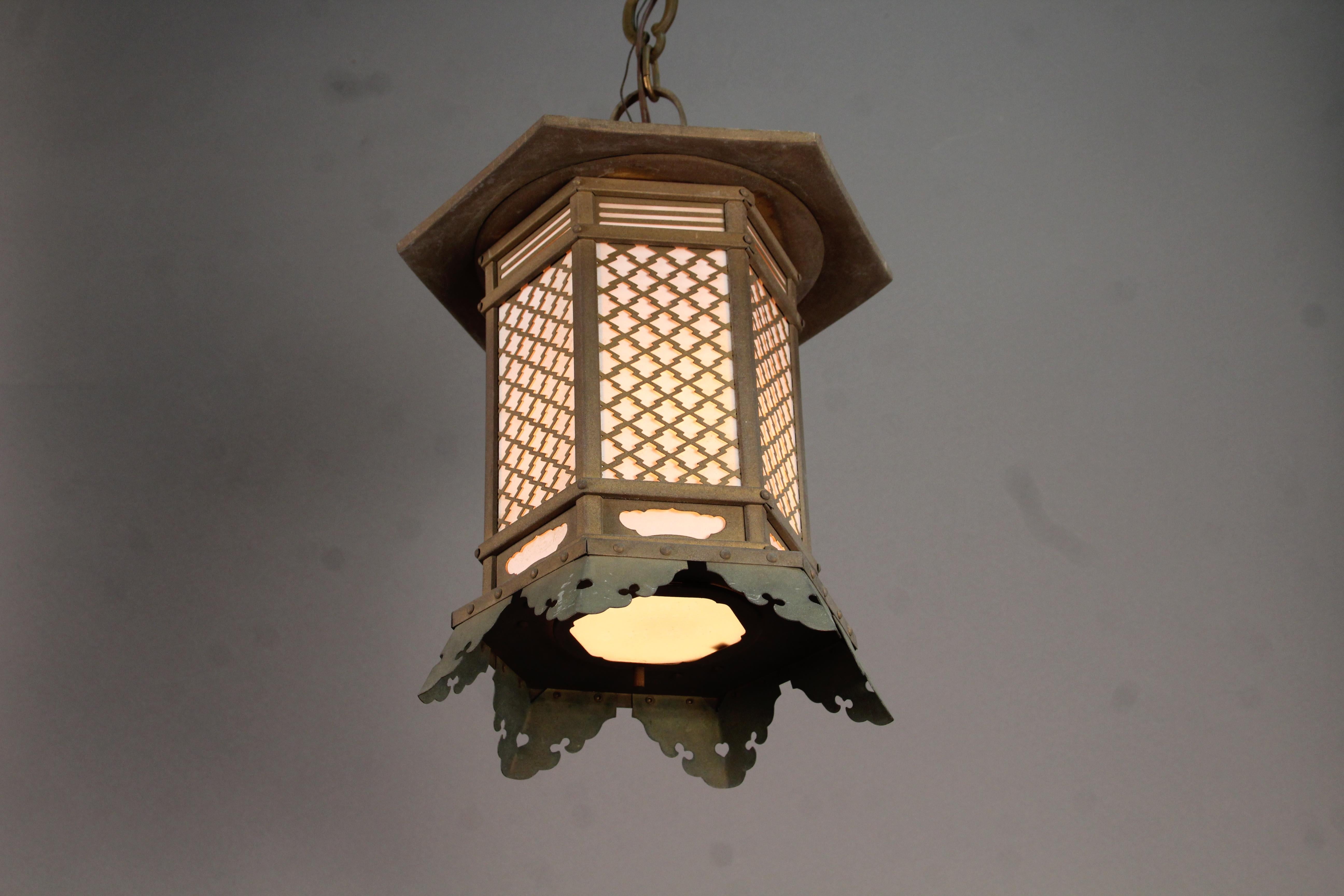 Sold and priced individually. Antique Japanese lantern, circa 1910.