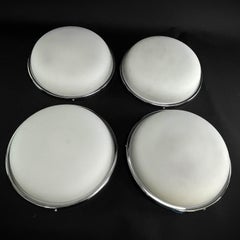 1 von 4 Art Deco Einbaubeleuchtung Plafoniere-Lampen aus verchromtem Opalglas, 1940er Jahre