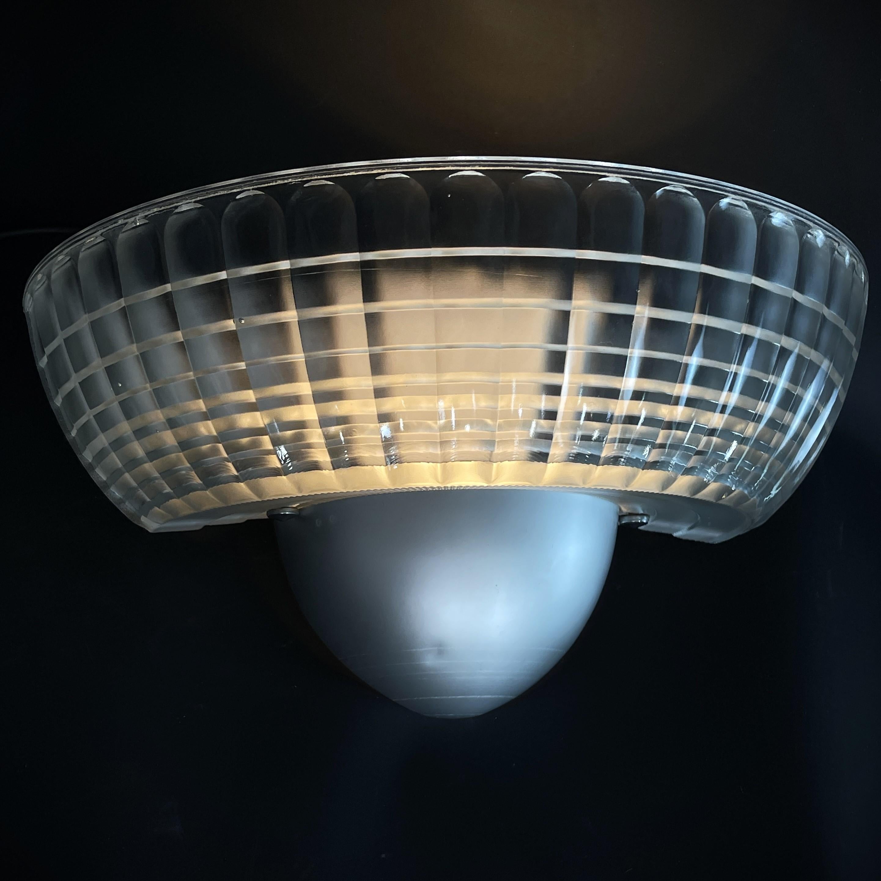 1  of 4 Art Deco Wall Lamps Holophane France, Glass, 1940s For Sale 4