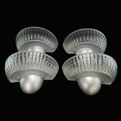 1  4 Art-Déco-Wandleuchten, Holophane, Frankreich, Glas, 1940er Jahre