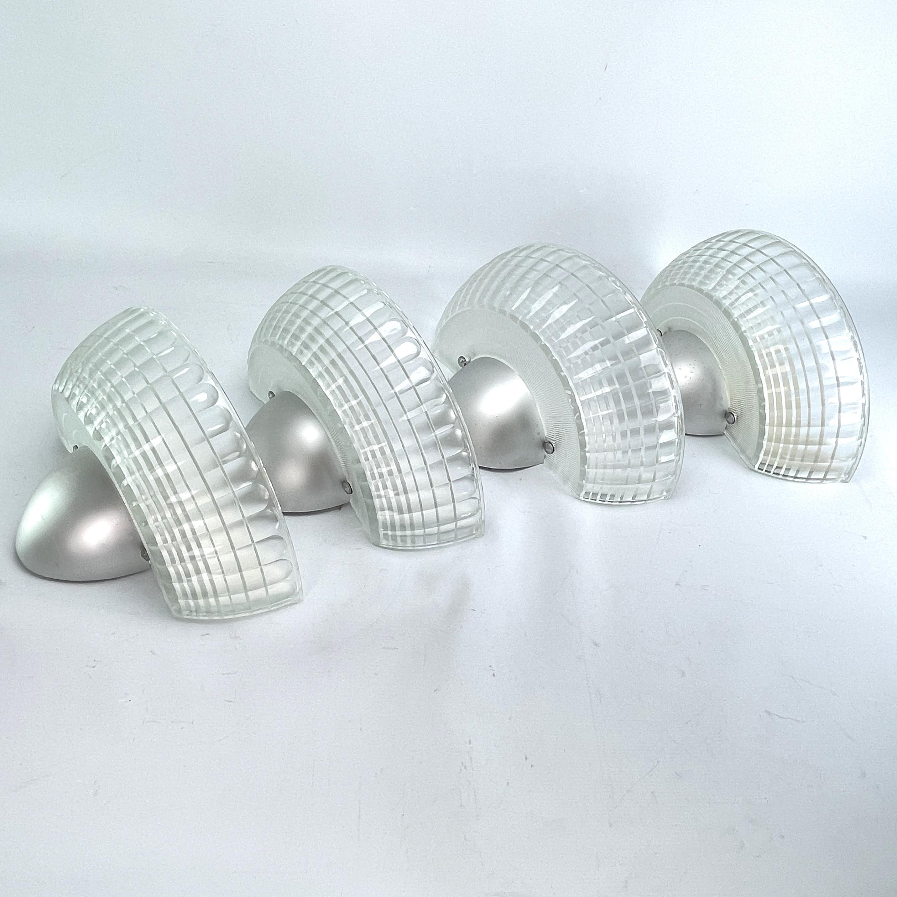 20th Century 1  of 4 Art Deco Wall Lamps Holophane France, Glass, 1940s For Sale