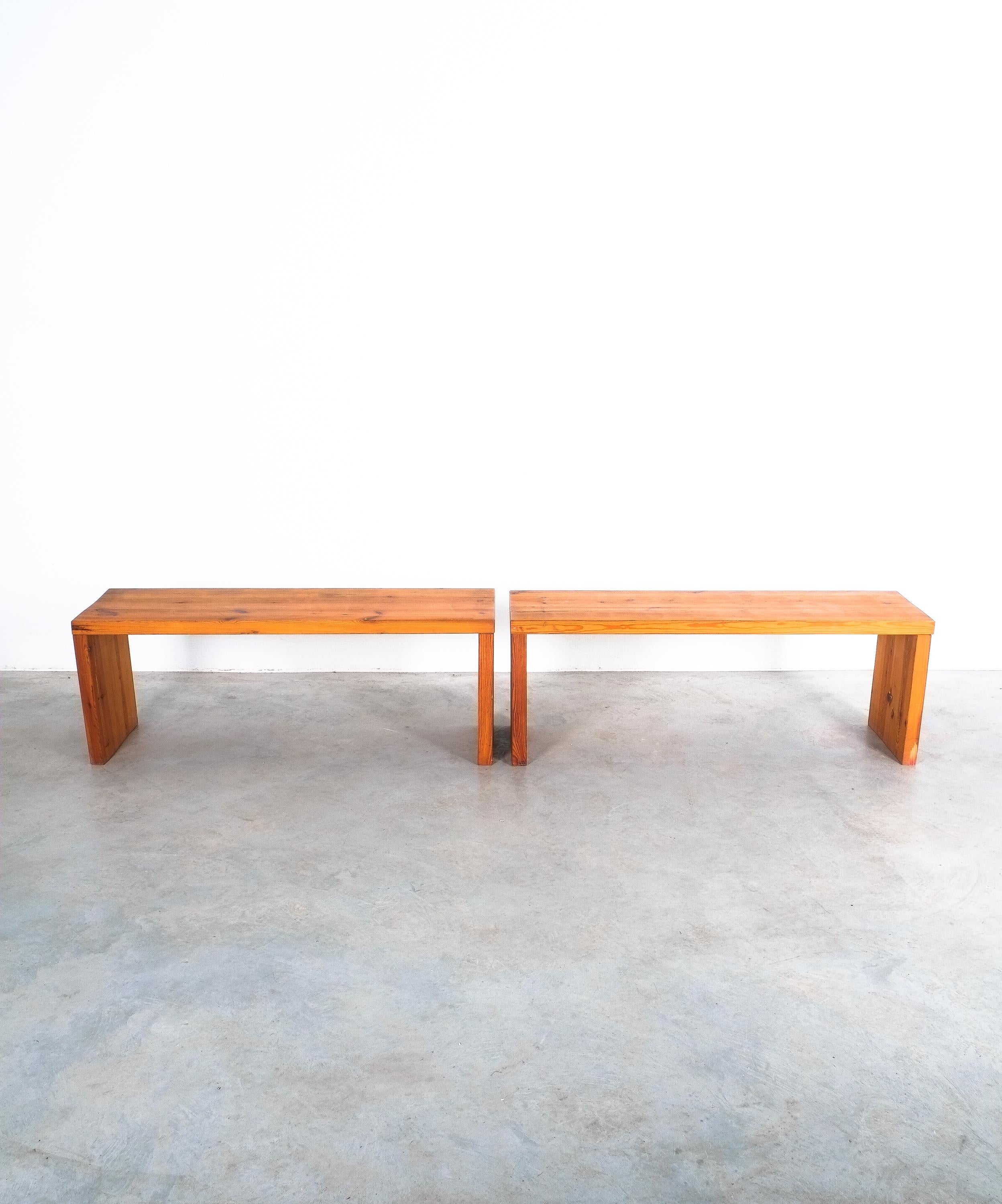 1 of 4 Benches Fir Wood Raffaello Biagetti, Italy Midcentury In Good Condition In Vienna, AT