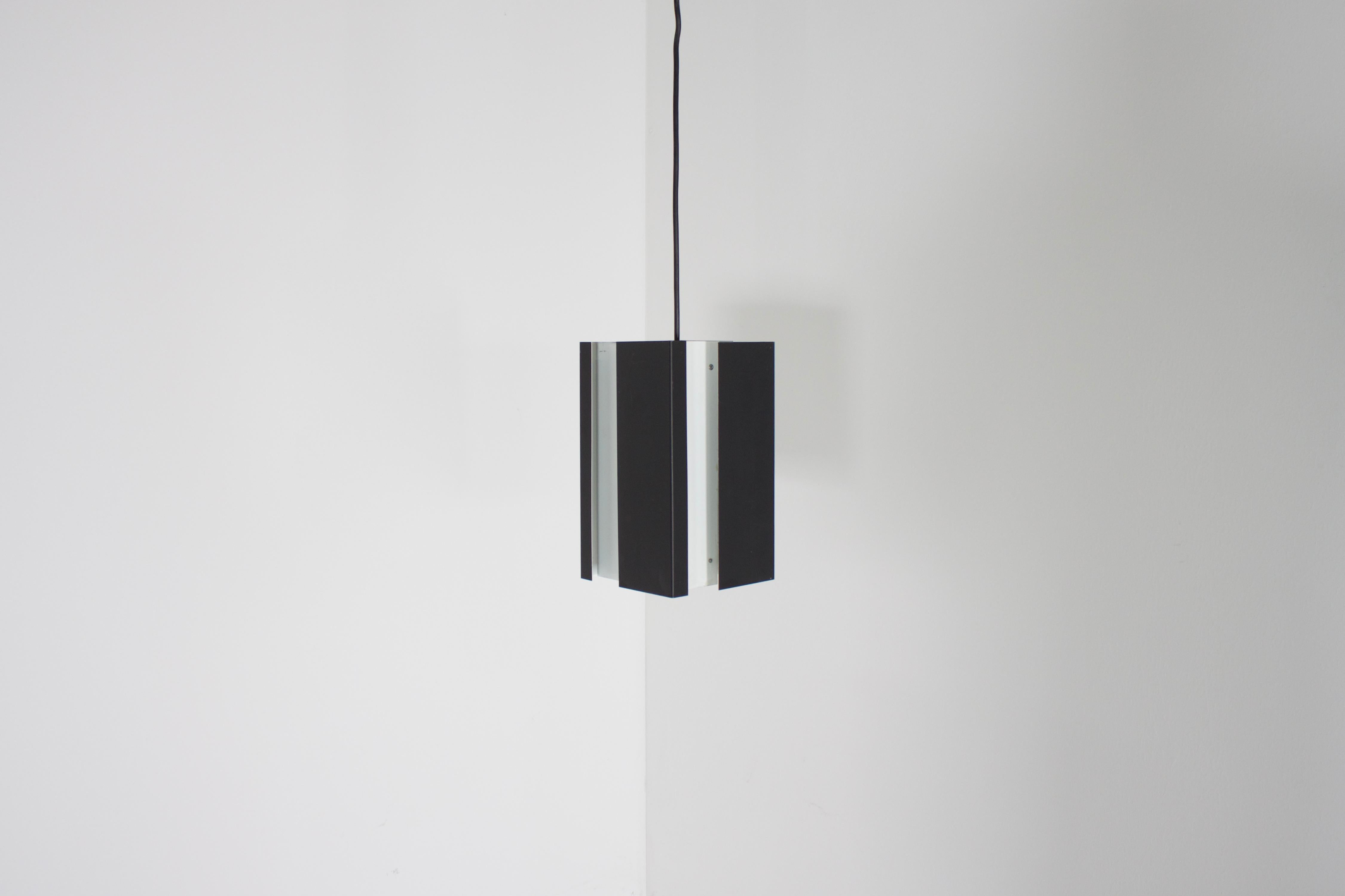 Mid-Century Modern 1 of 4 Black and White Metal Pendants by Jan Hoogervorst for ANVIA, 1960s For Sale