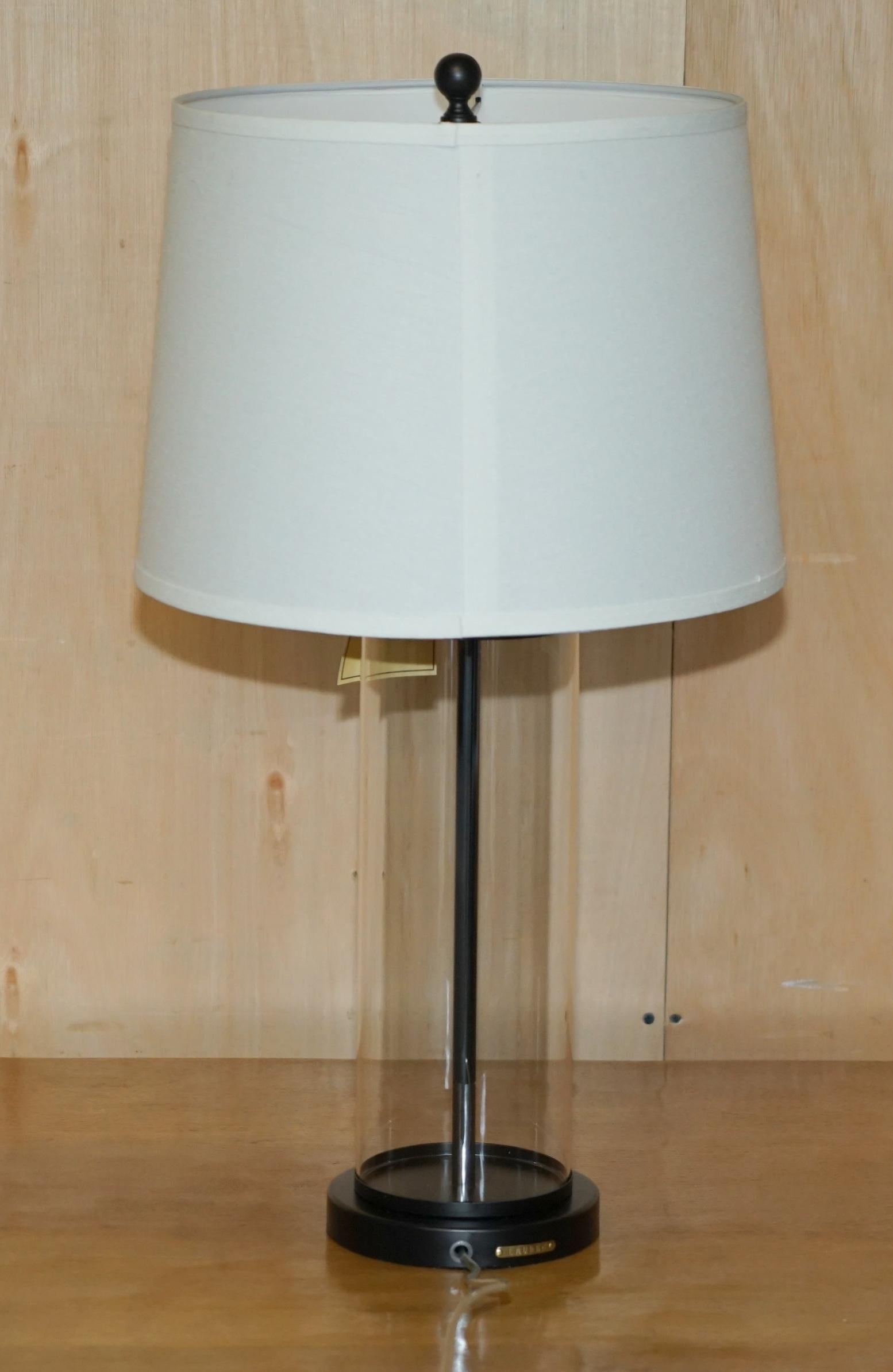 1 OF 4 BRAND NEW IN THE BOX RALPH LAUREN BLACK STORM LANTERN GLASS TABLE LAMPs For Sale 3