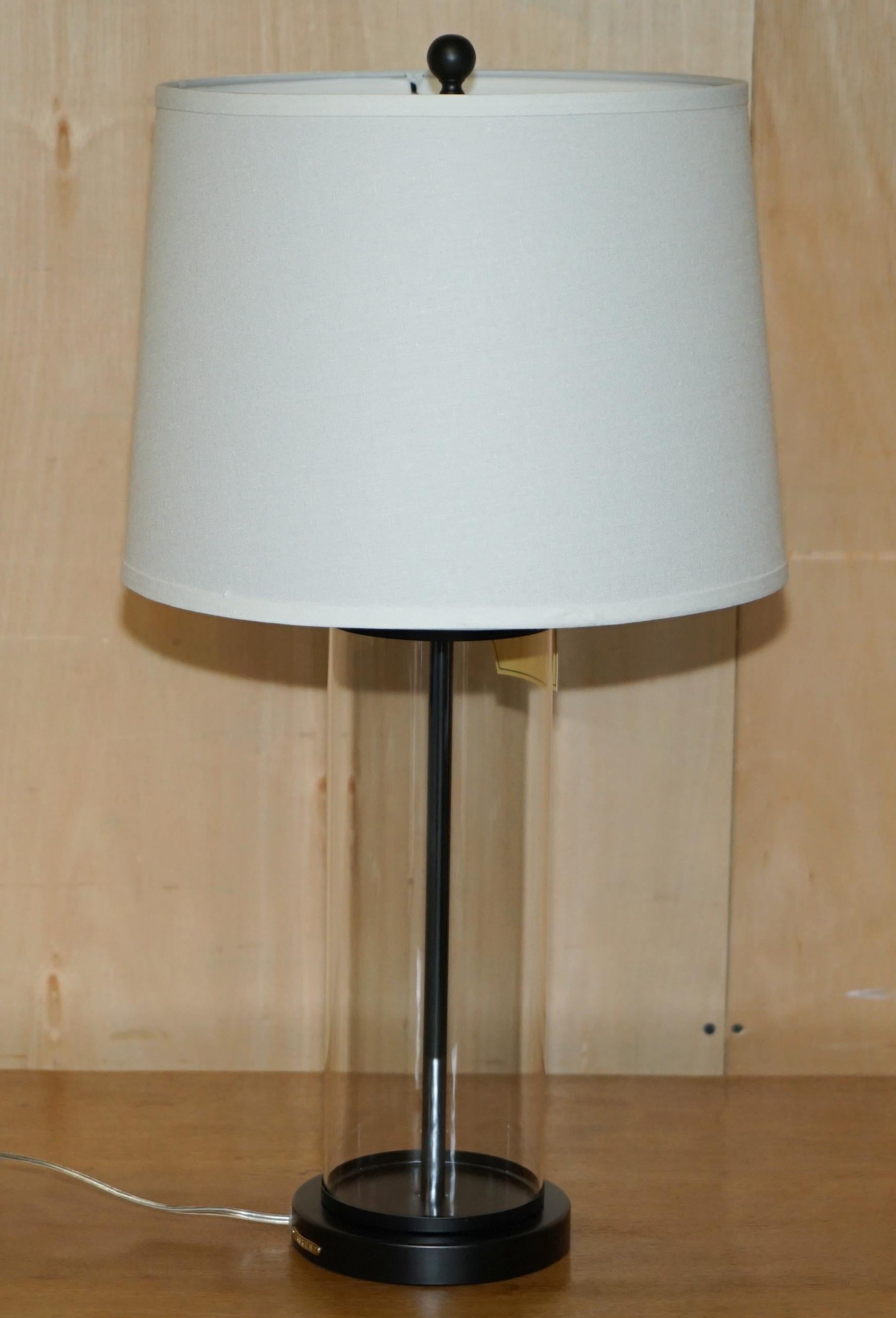 1 OF 4 BRAND NEW IN THE BOX RALPH LAUREN BLACK STORM LANTERN GLASS TABLE LAMPs For Sale 6