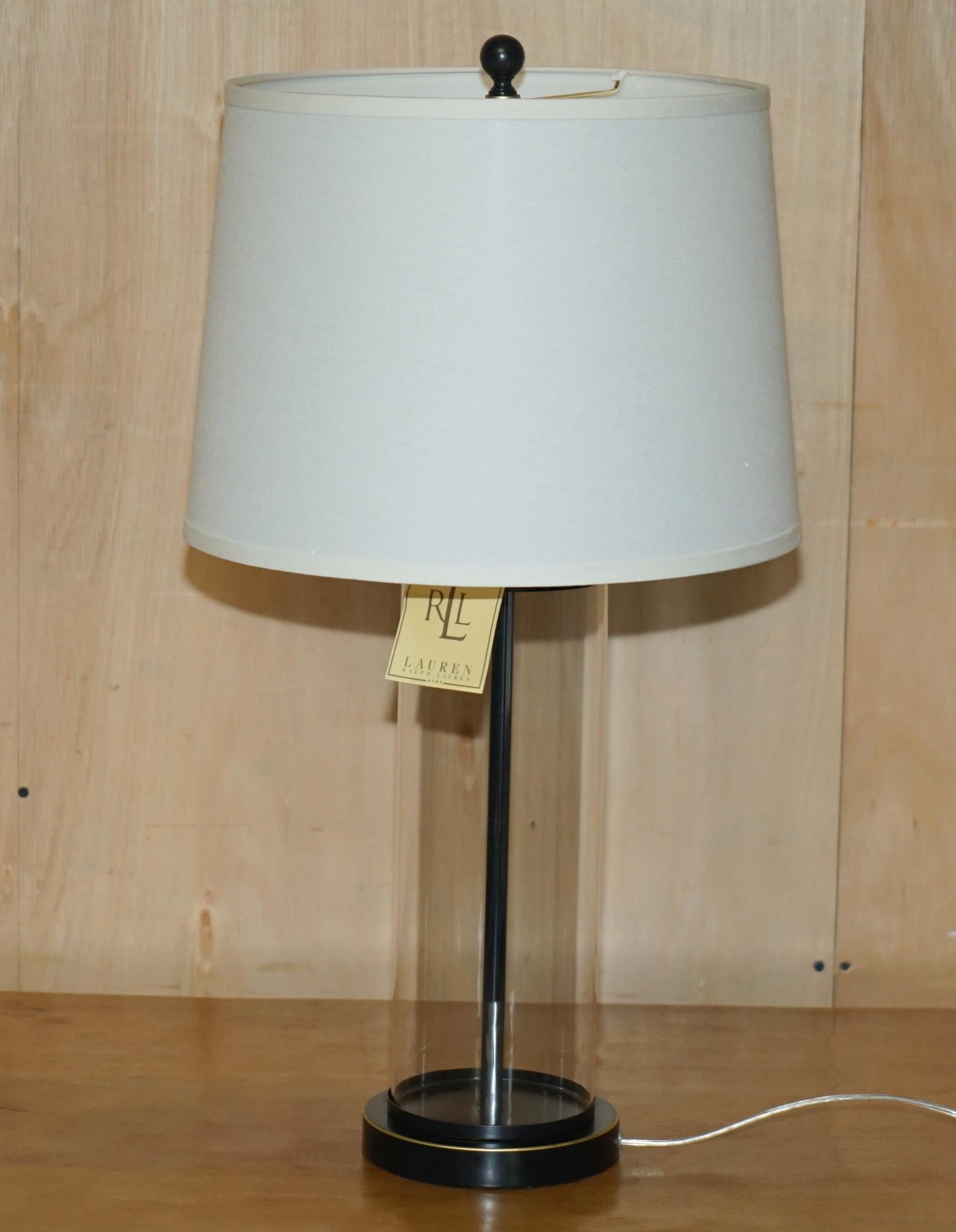 1 OF 2 BRAND NEW IN THE BOX RALPH LAUREN NAVY STORM LANTERN GLASS TABLE LAMPs For Sale 10