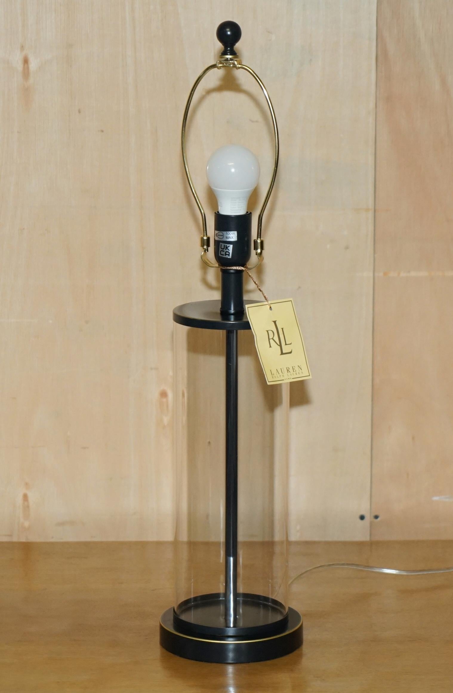 1 OF 2 BRAND NEW IN THE BOX RALPH LAUREN NAVY STORM LANTERN GLASS TABLE LAMPs For Sale 11
