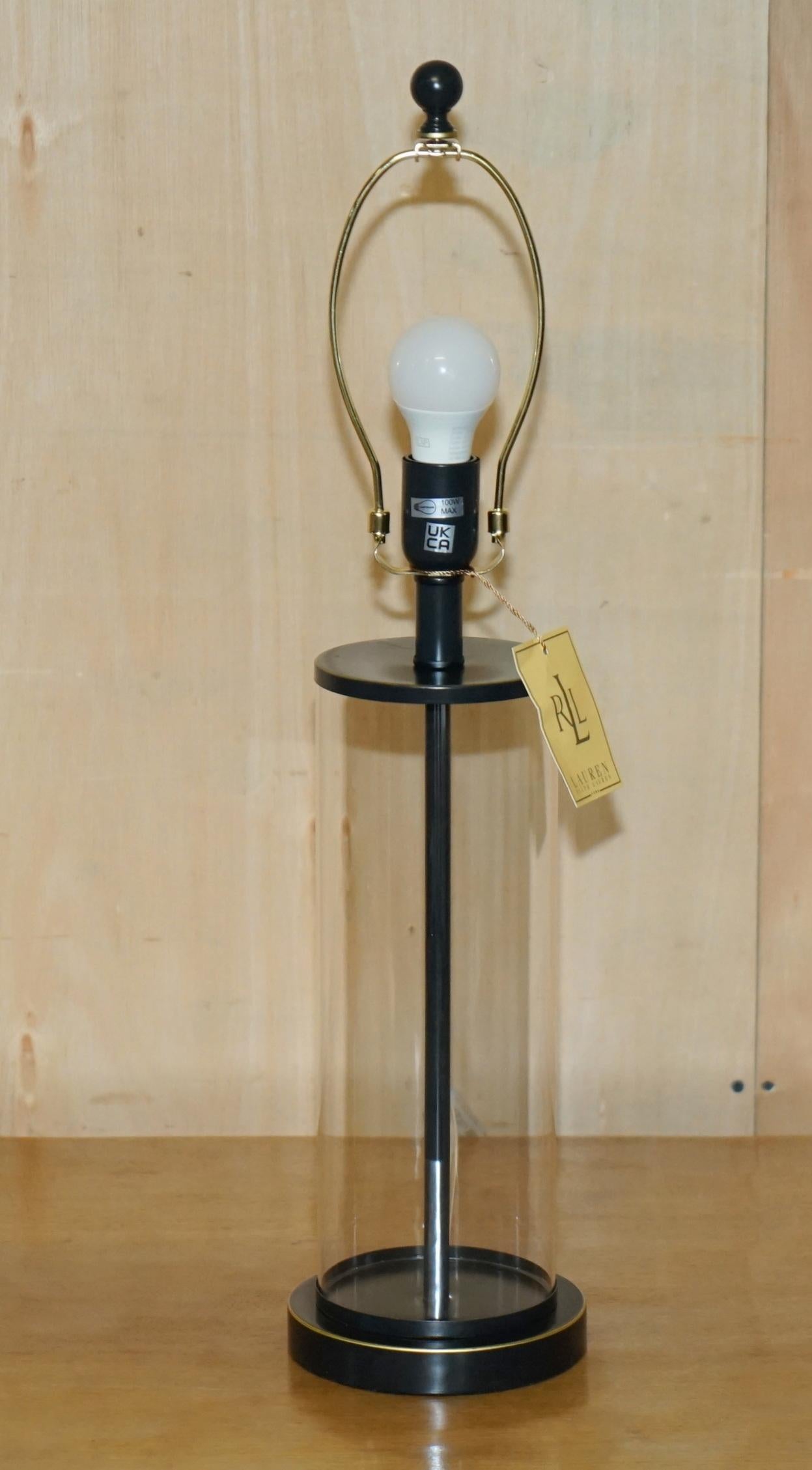 1 OF 2 BRAND NEW IN THE BOX RALPH LAUREN NAVY STORM LANTERN GLASS TABLE LAMPs For Sale 12