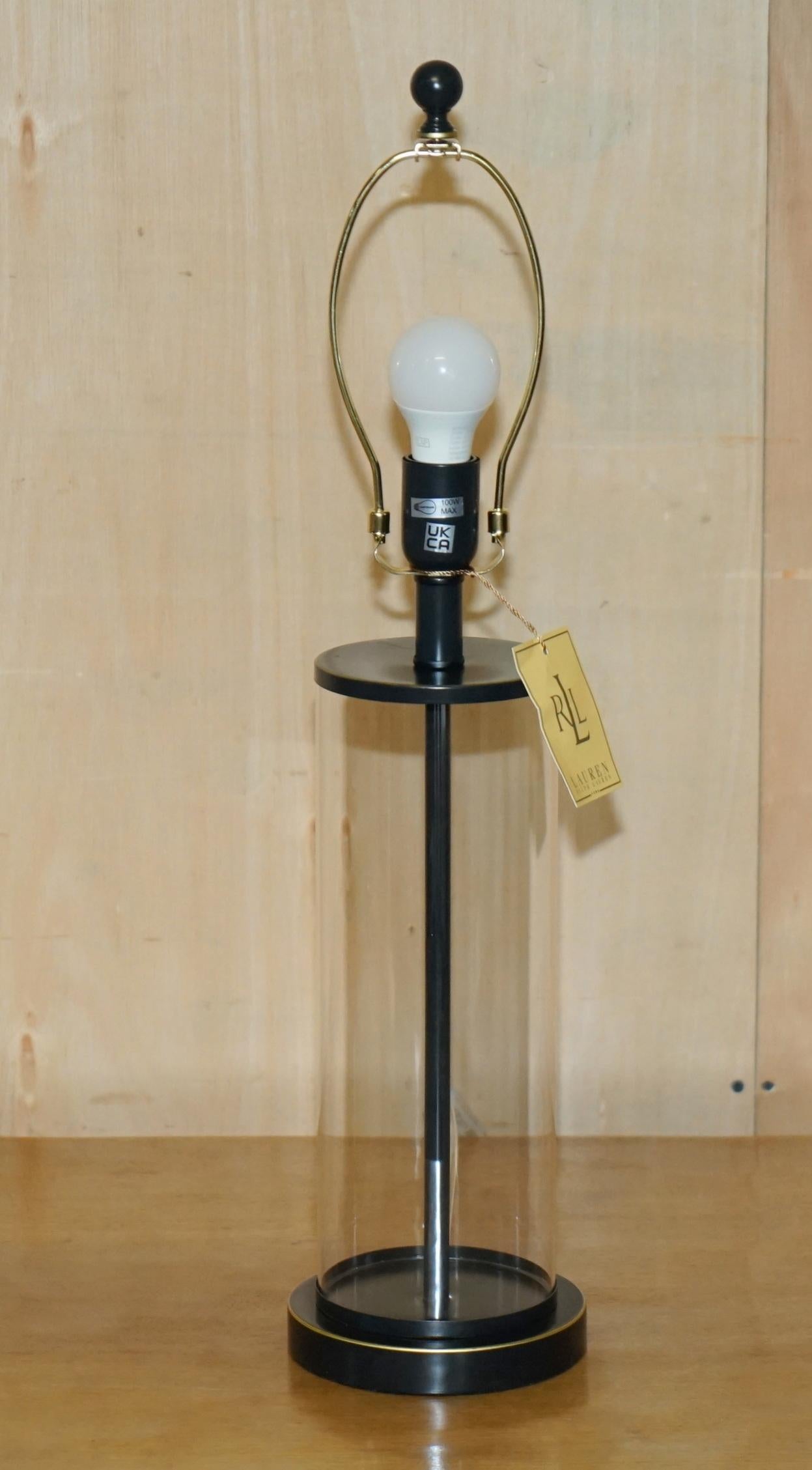 1 OF 2 BRAND NEW IN THE BOX RALPH LAUREN NAVY STORM LANTERN GLASS TABLE LAMPs 8