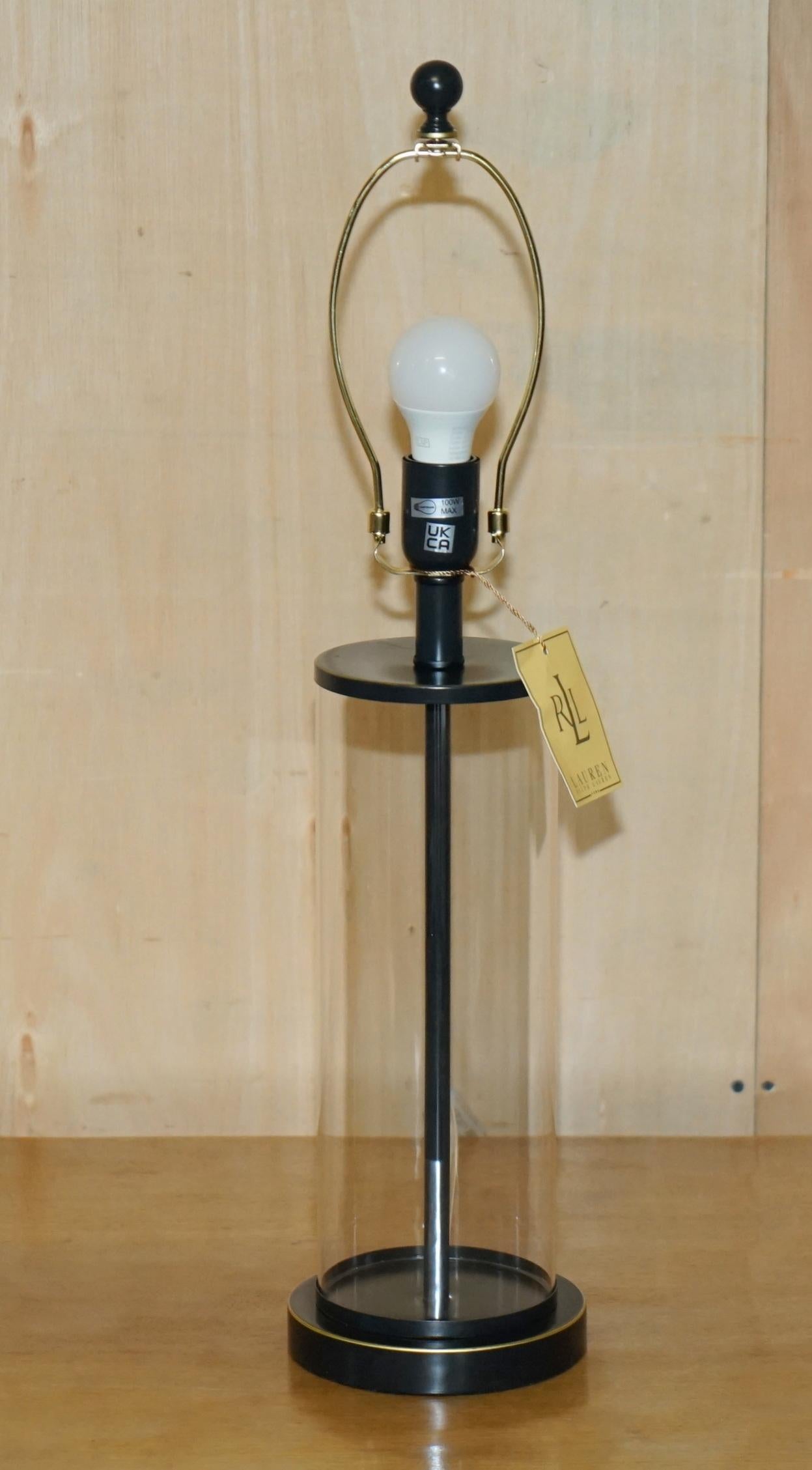 1 DE 2 NEUFS DANS LA BOÎTE RALPH LAUREN NAVY STORM LANTERN GLASS TABLE LAMPs en vente 12