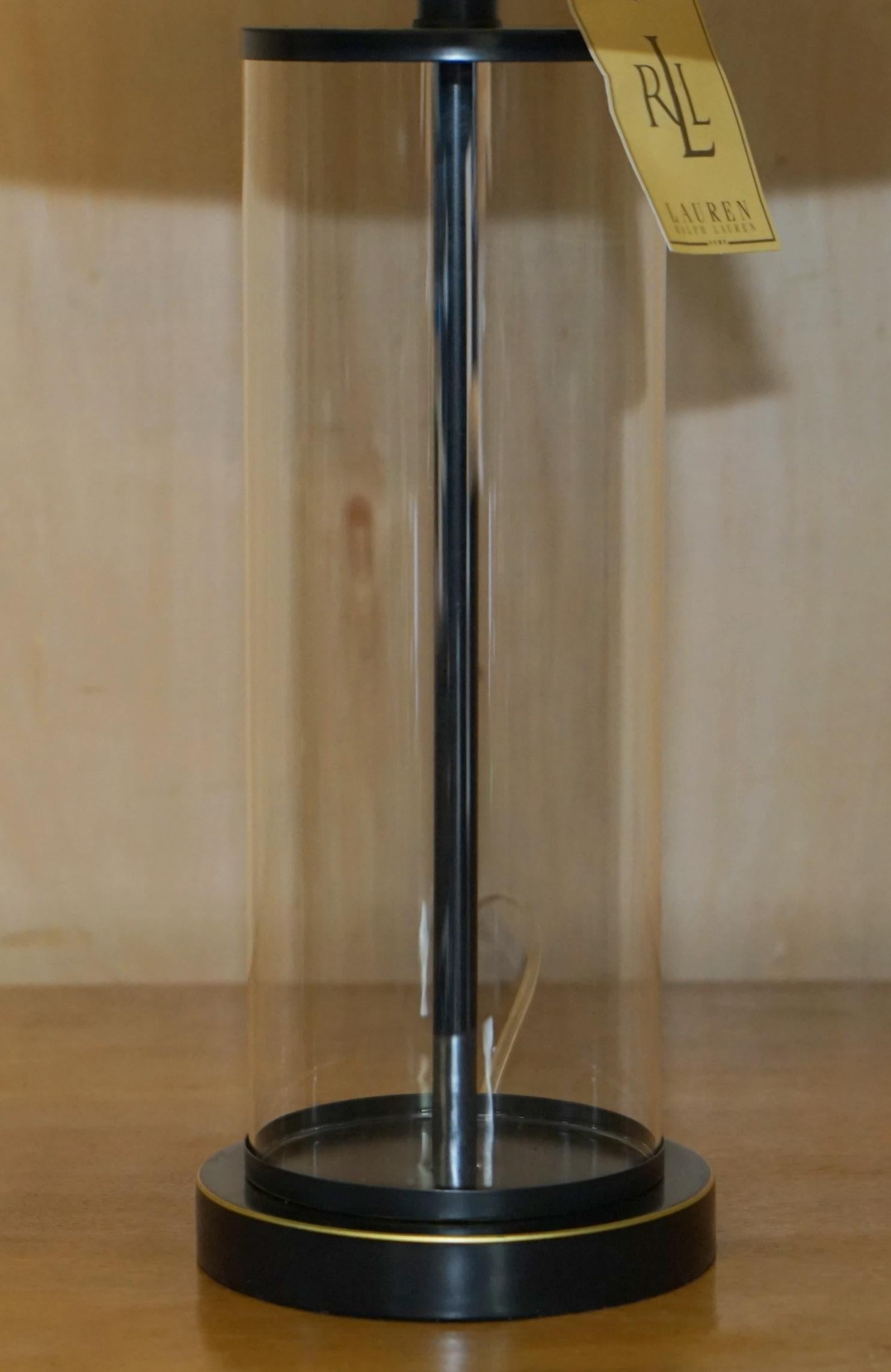 1 OF 4 BRAND NEW IN THE BOX RALPH LAUREN NAVY STORM LANTERN GLASS TABLE LAMPs For Sale 1