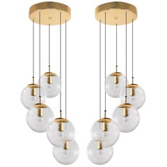 1 of 4 Brass Staircases Cascades with Five Handblown Globes by Glashütte Limburg