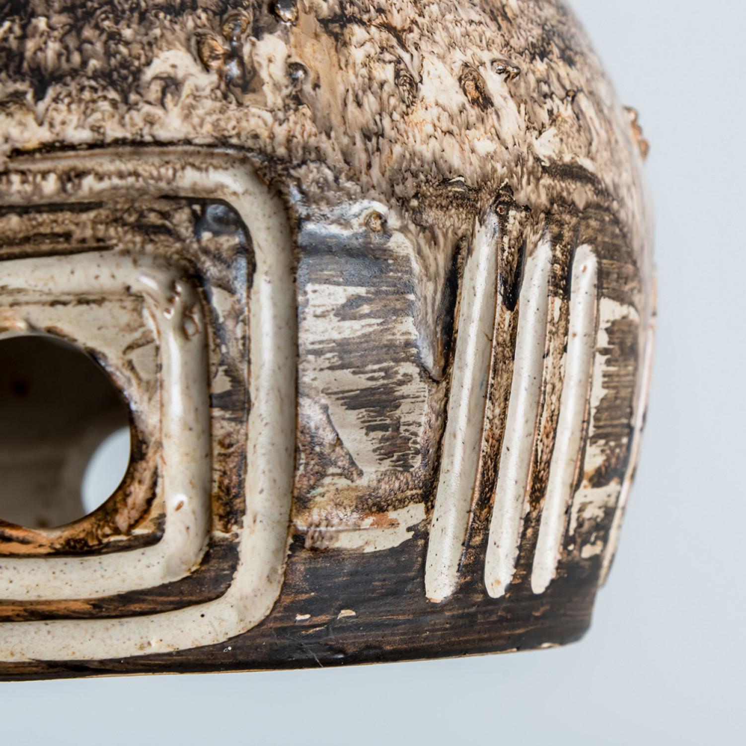 1 of 4 Brown Ceramic Pendant Lights, Denmark, 1970 For Sale 11