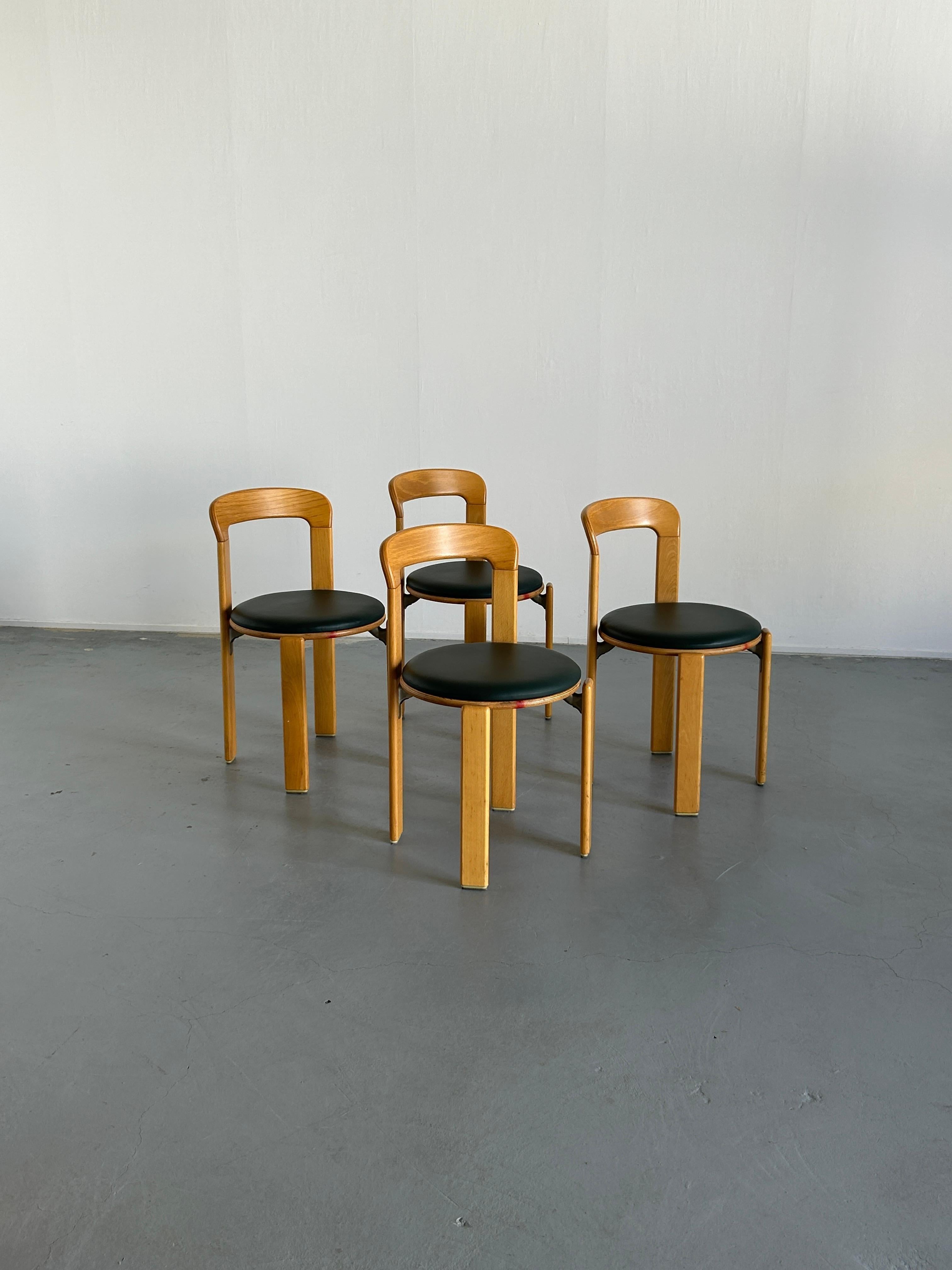 German 1 of 4 Bruno Rey Stackable Mid-Century Modern Dining Chairs for Kusch & Co, 90s