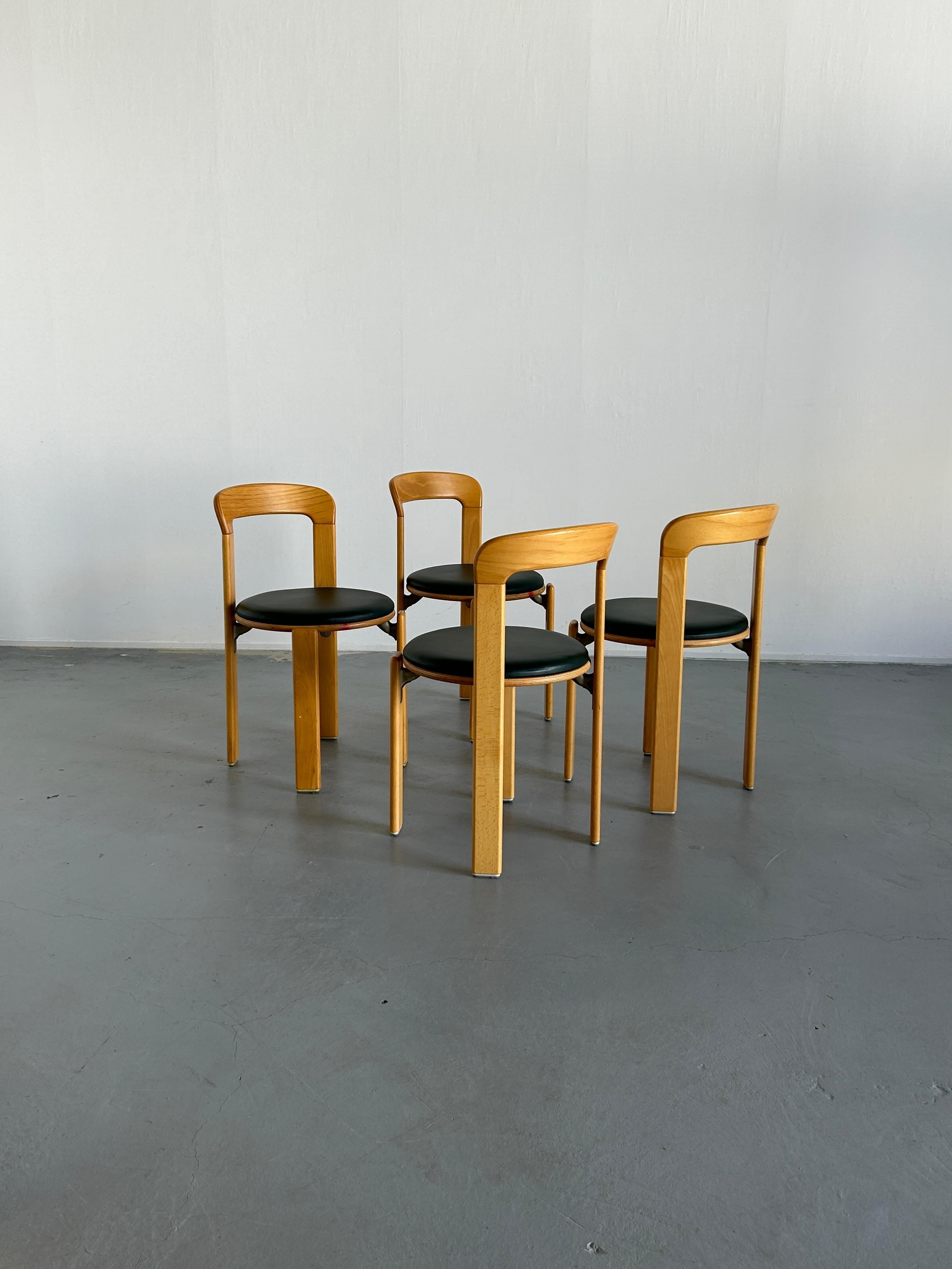 1 of 4 Bruno Rey Stackable Mid-Century Modern Dining Chairs for Kusch & Co, 90s In Good Condition In Zagreb, HR