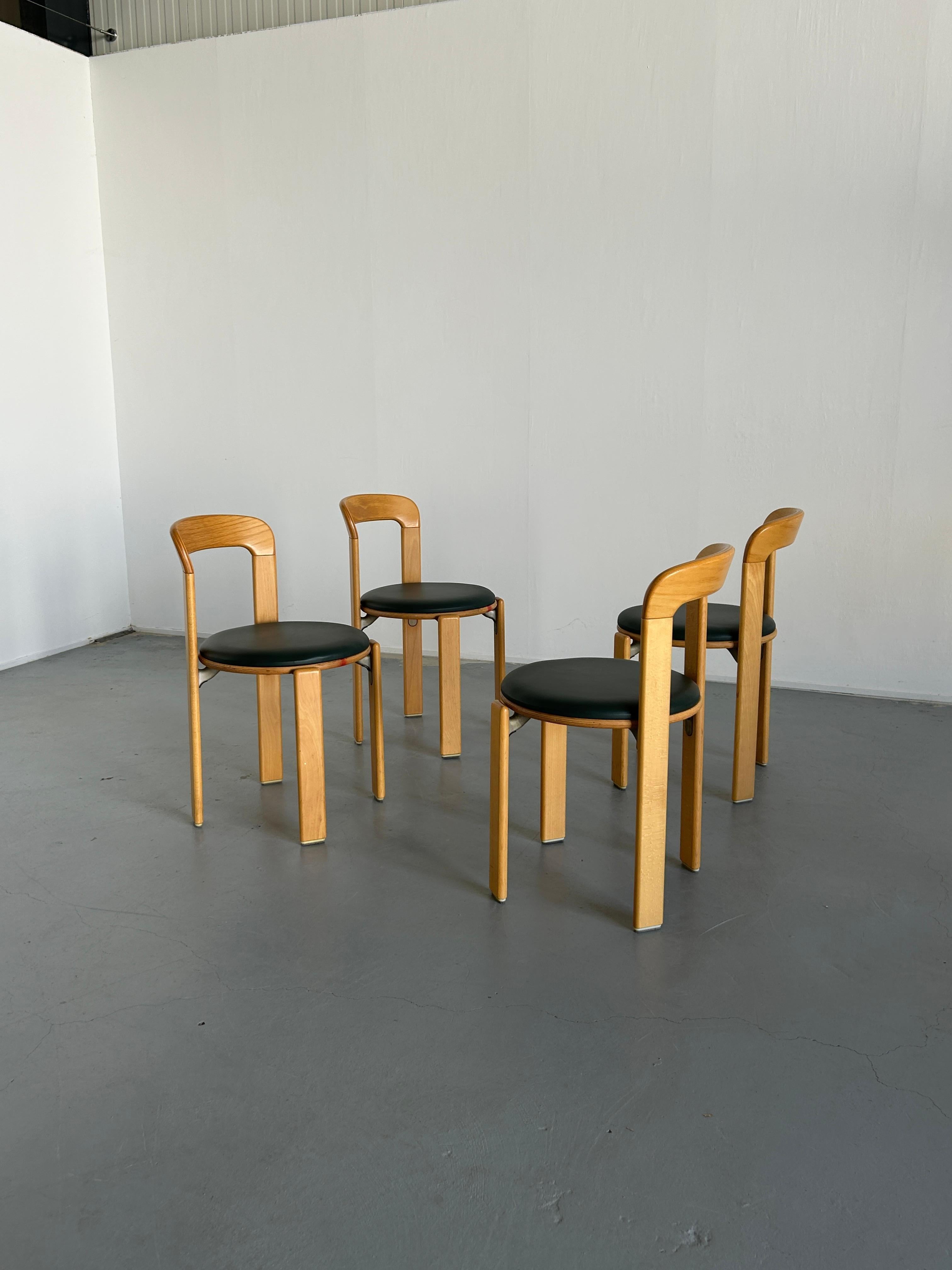 Late 20th Century 1 of 4 Bruno Rey Stackable Mid-Century Modern Dining Chairs for Kusch & Co, 90s