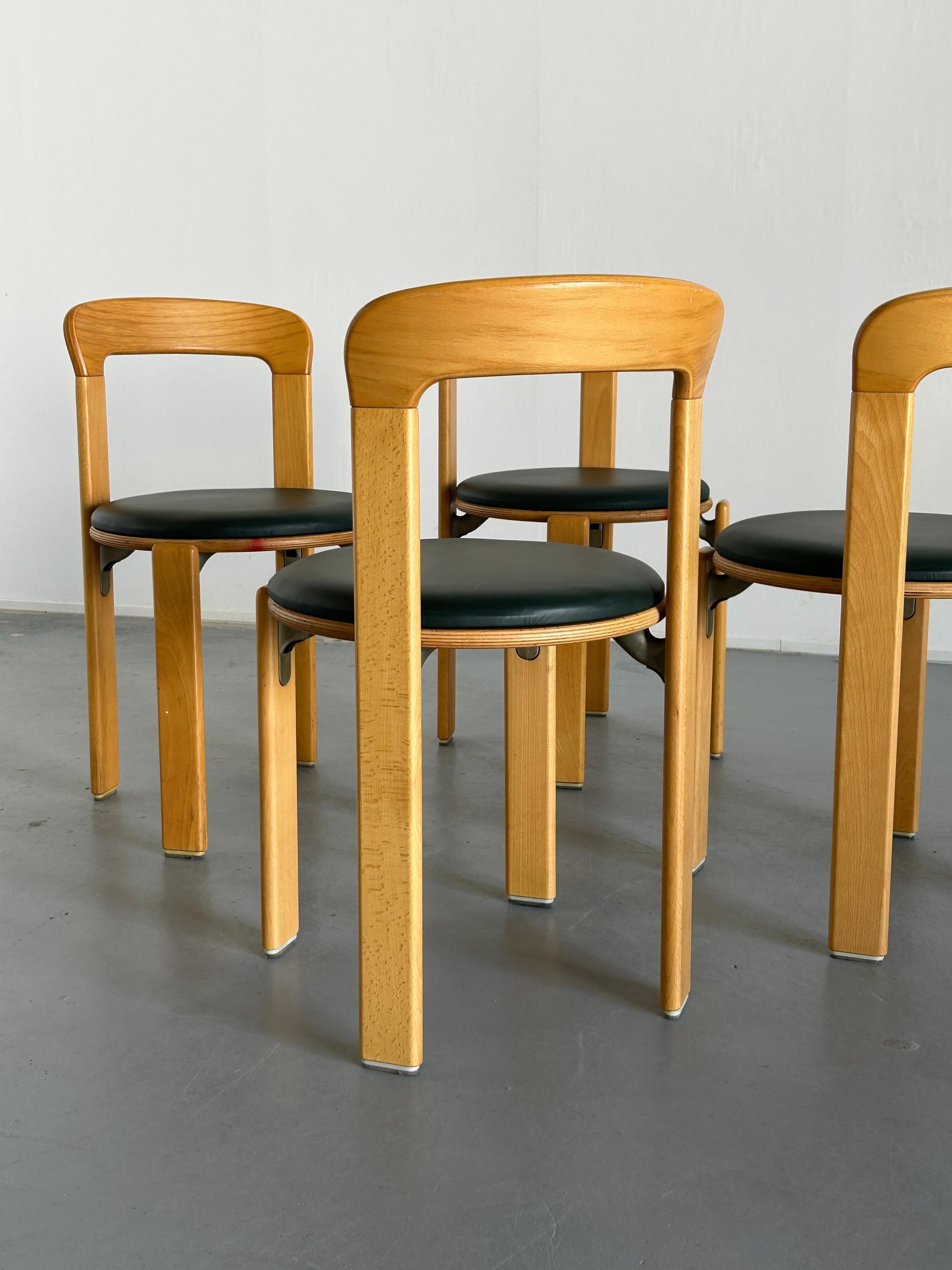 1 of 4 Bruno Rey Stackable Mid-Century Modern Dining Chairs for Kusch & Co, 90s 1
