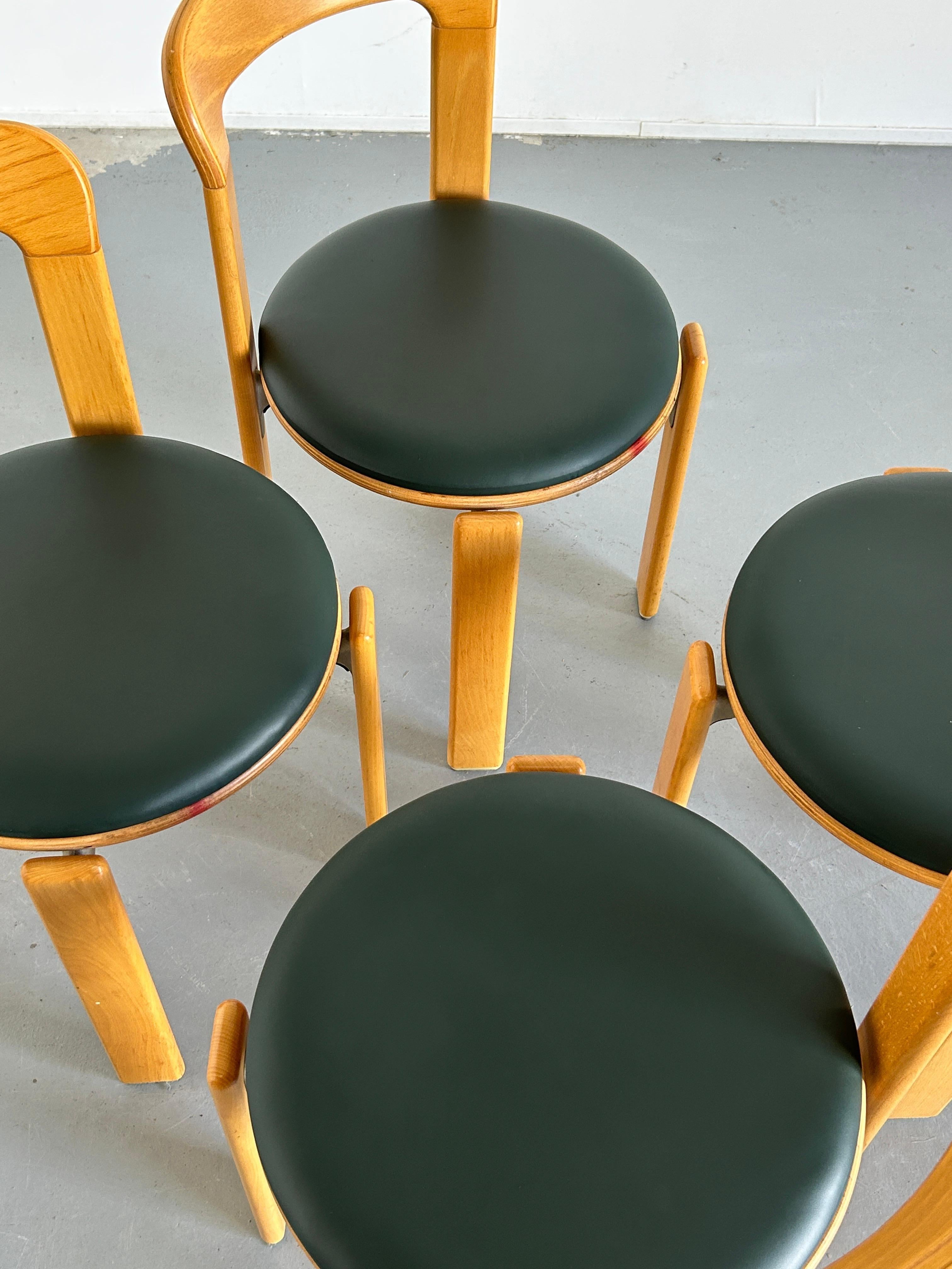 1 of 4 Bruno Rey Stackable Mid-Century Modern Dining Chairs for Kusch & Co, 90s 3