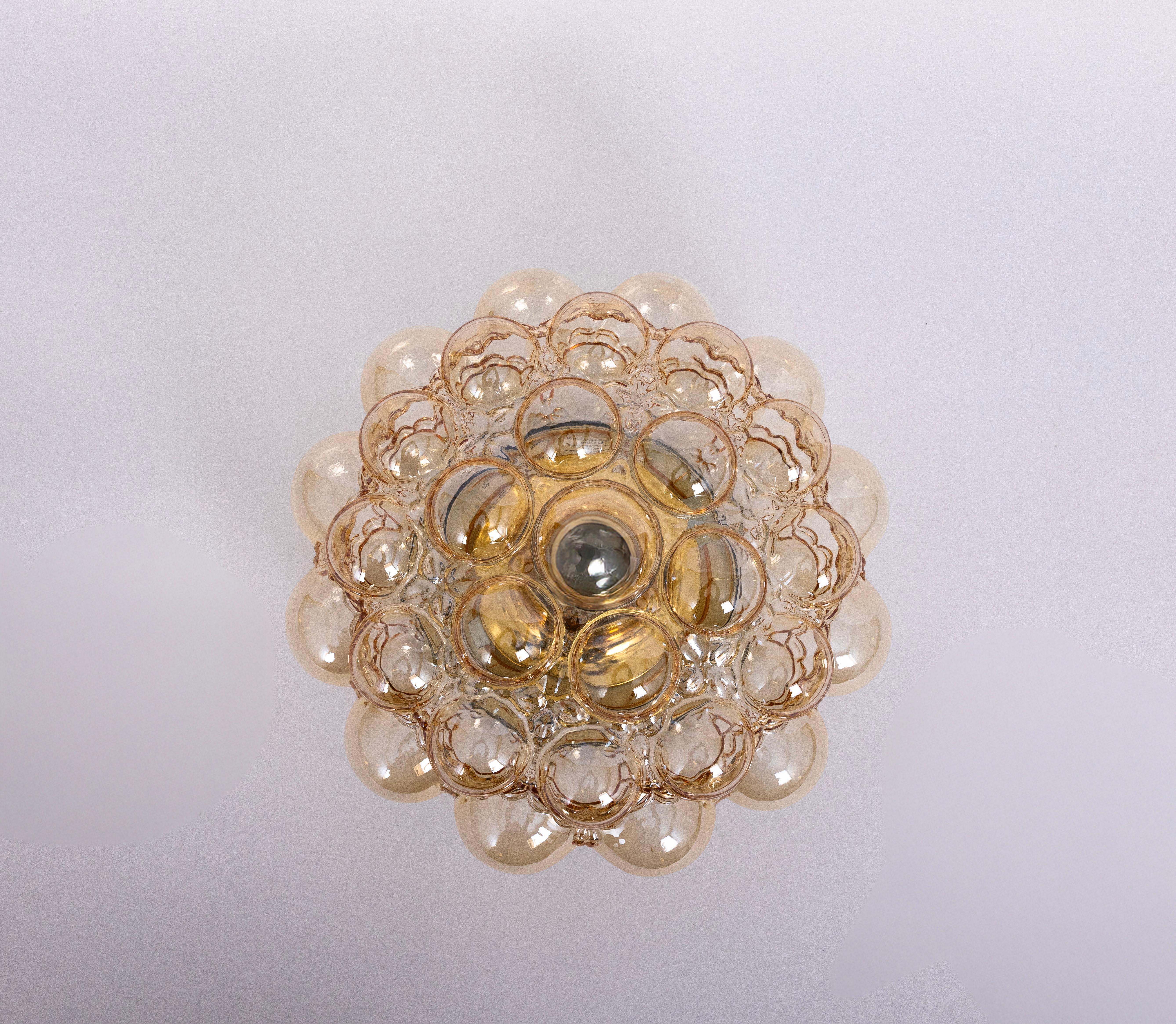 Mid-Century Modern 1 of 4 Bubble Glass Flushmounts by Helena Tynell, Limburg, Germany, 1970s For Sale