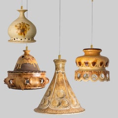 1 von 4 Brown Terra Ceramic Pendelleuchten, Dänemark, 1970