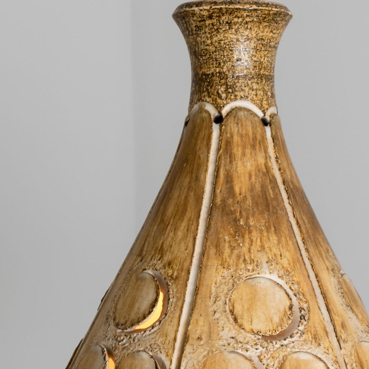 Late 20th Century 1 of 4 Ceramic Brown Terra Ceramic Pendant Lights, Denmark, 1970 For Sale