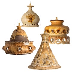 1 von 4 Brown Terra Ceramic Pendelleuchten, Dänemark, 1970