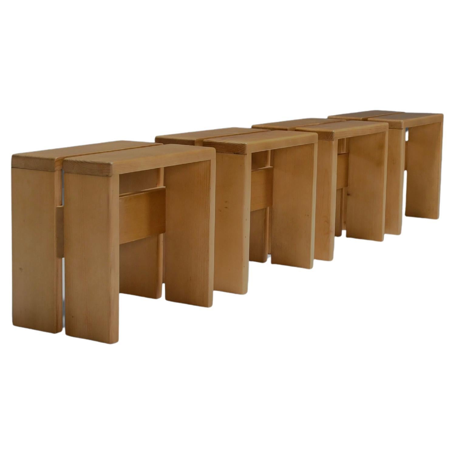 1 of 4 Charlotte Perriand Stools for Les Arcs, France 1960s For Sale