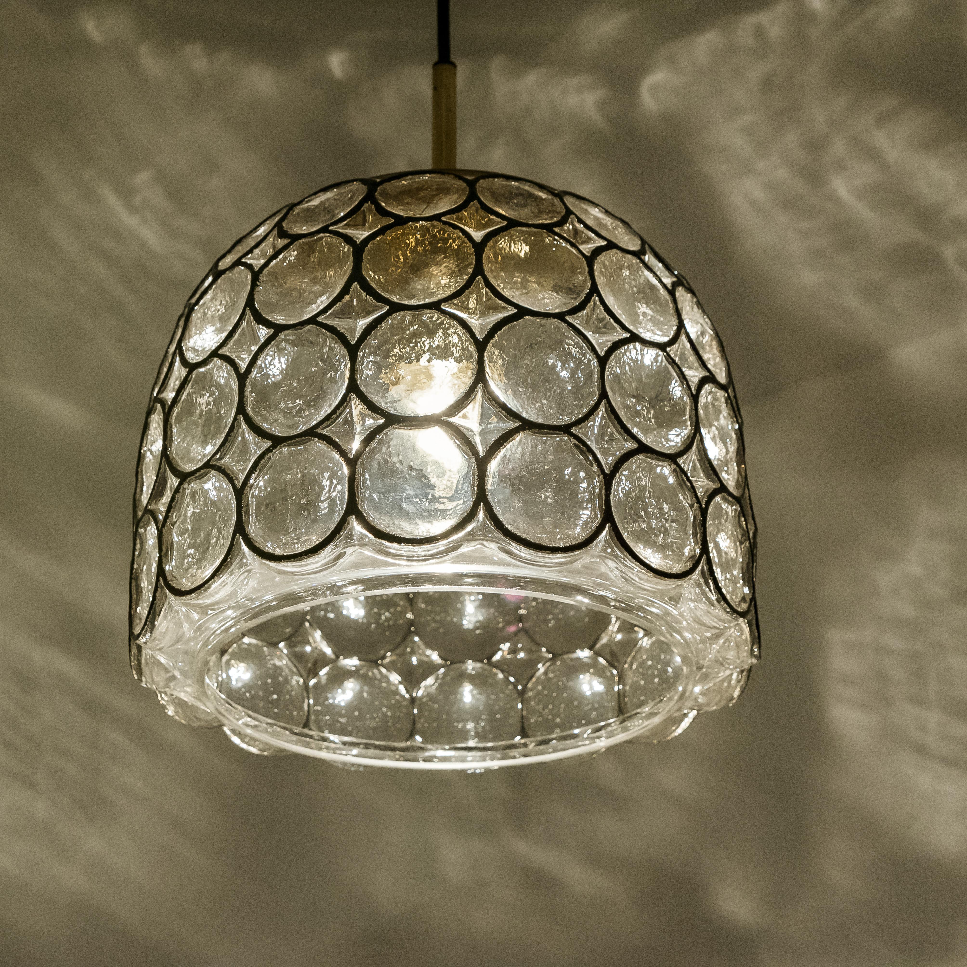 1 of 4 Circle Iron and Bubble Glass Chandeliers, Limburg For Sale 4