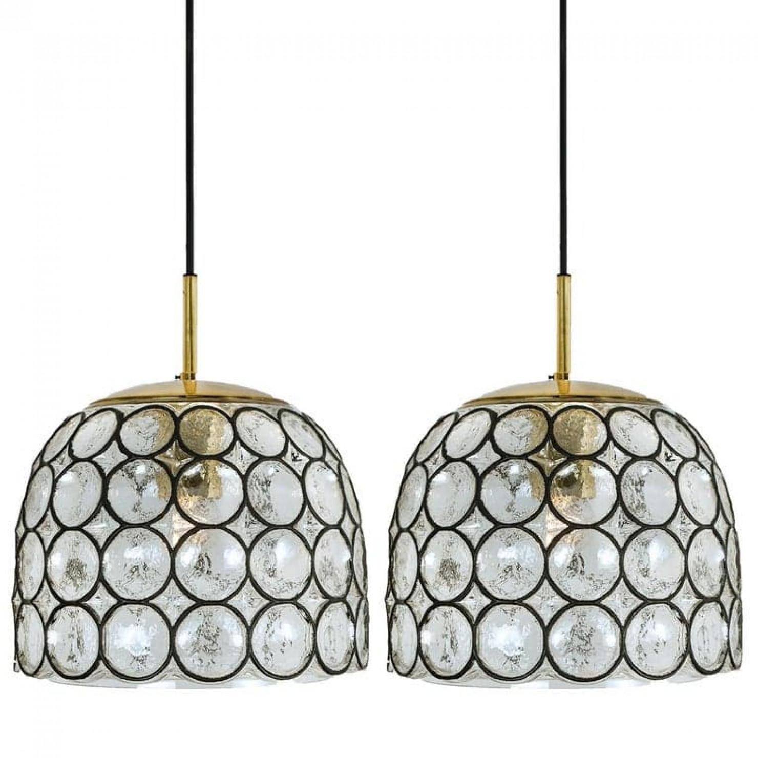 1 of 4 Circle Iron and Bubble Glass Chandeliers, Limburg For Sale 3