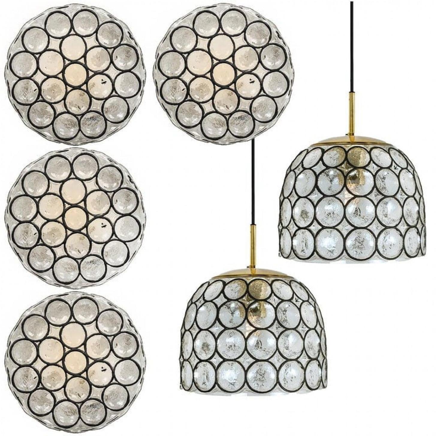 1 of 4 Circle Iron and Bubble Glass Chandeliers, Limburg in vendita 9