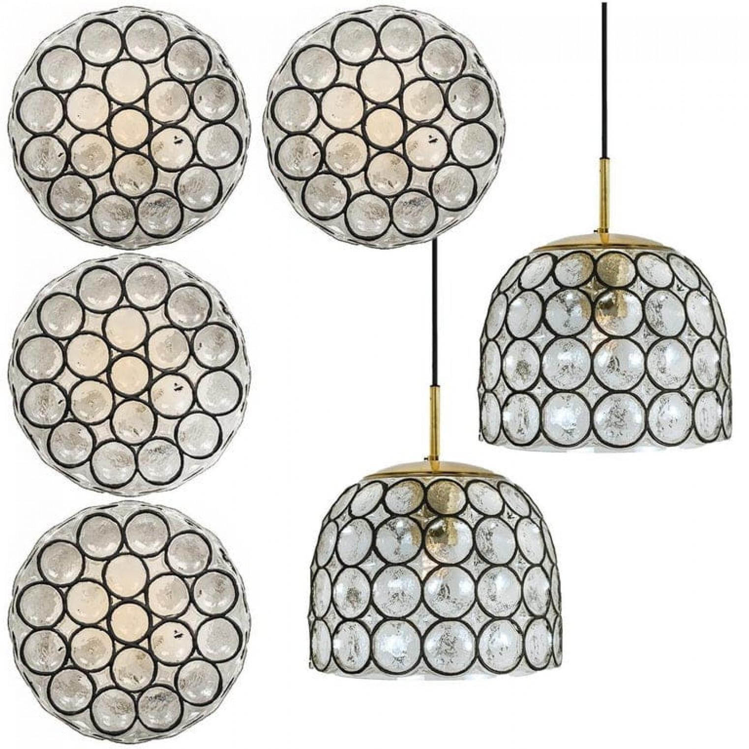 1 of 4 Circle Iron and Bubble Glass Chandeliers, Limburg For Sale 11