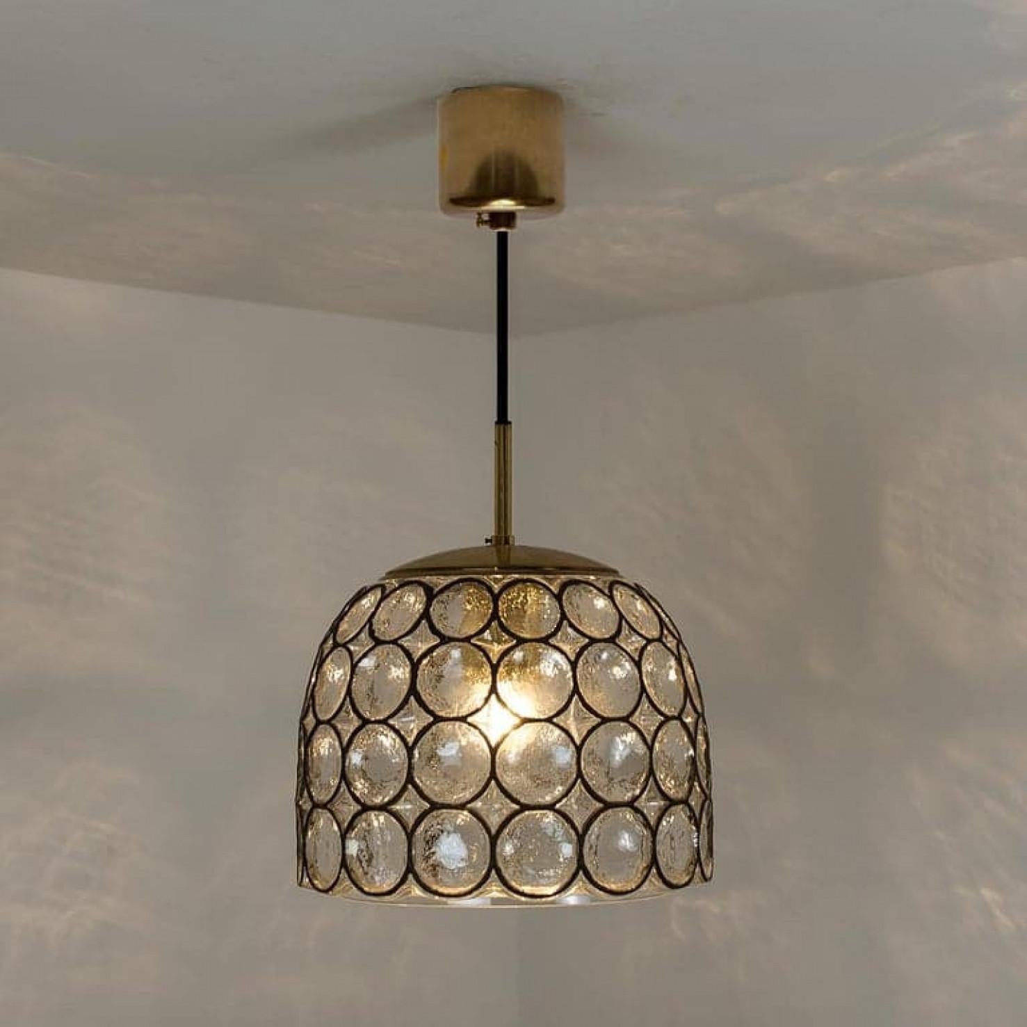 1 of 4 Circle Iron and Bubble Glass Chandeliers, Limburg in vendita 11