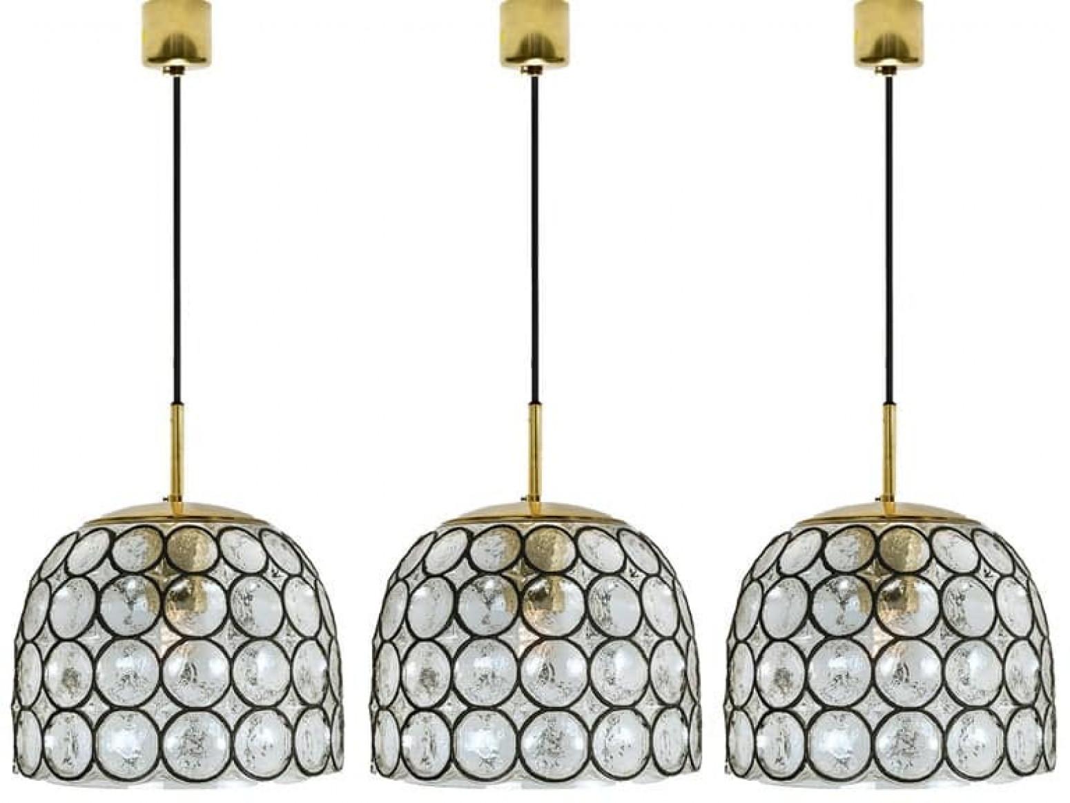 Mid-Century moderno 1 of 4 Circle Iron and Bubble Glass Chandeliers, Limburg in vendita